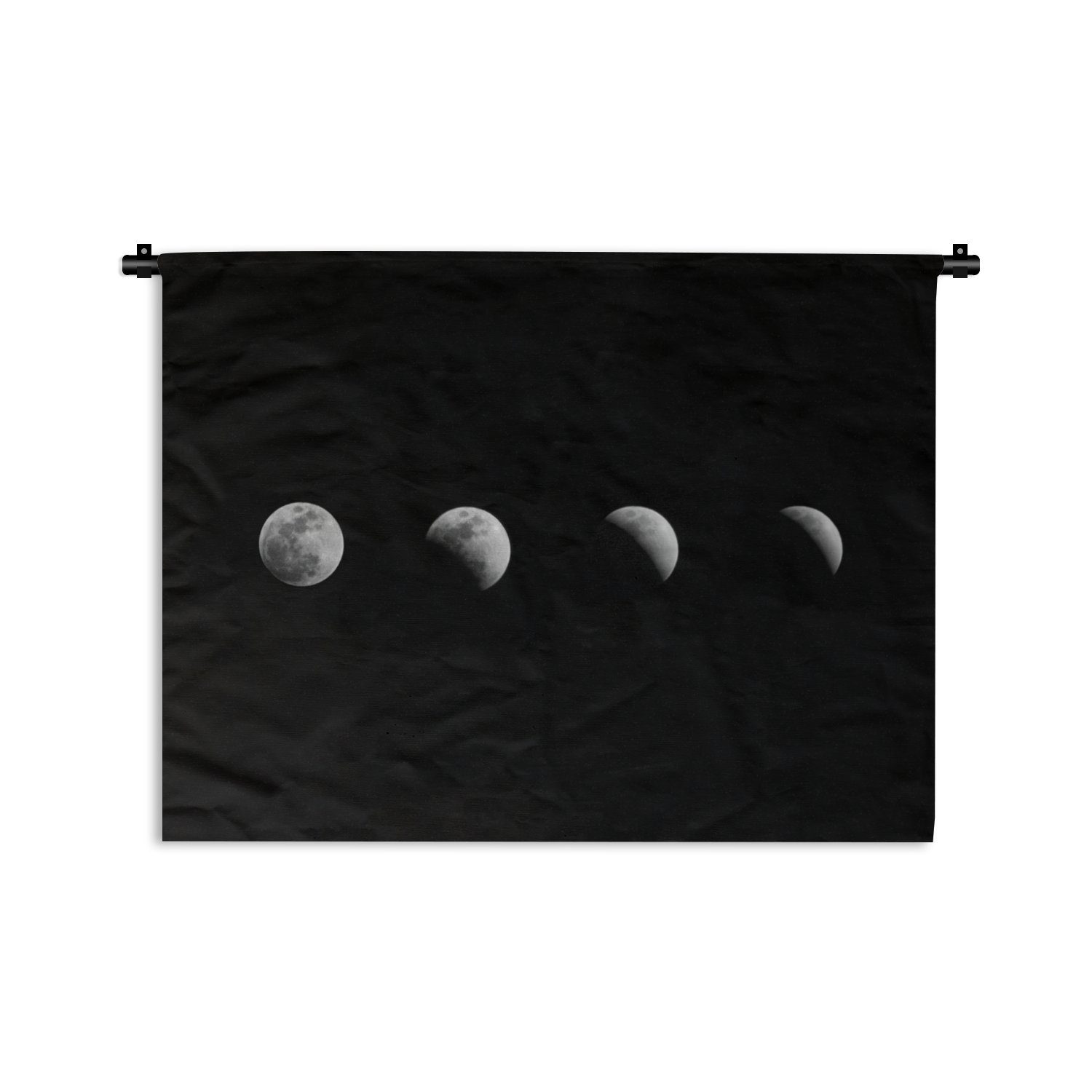 MuchoWow Wanddekoobjekt Schwarz - Weiß - Mond - Mondphase - Weltraum, Wanddeko für Wohnzimmer, Schlafzimmer, Kleid, Wandbehang, Kinderzimmer