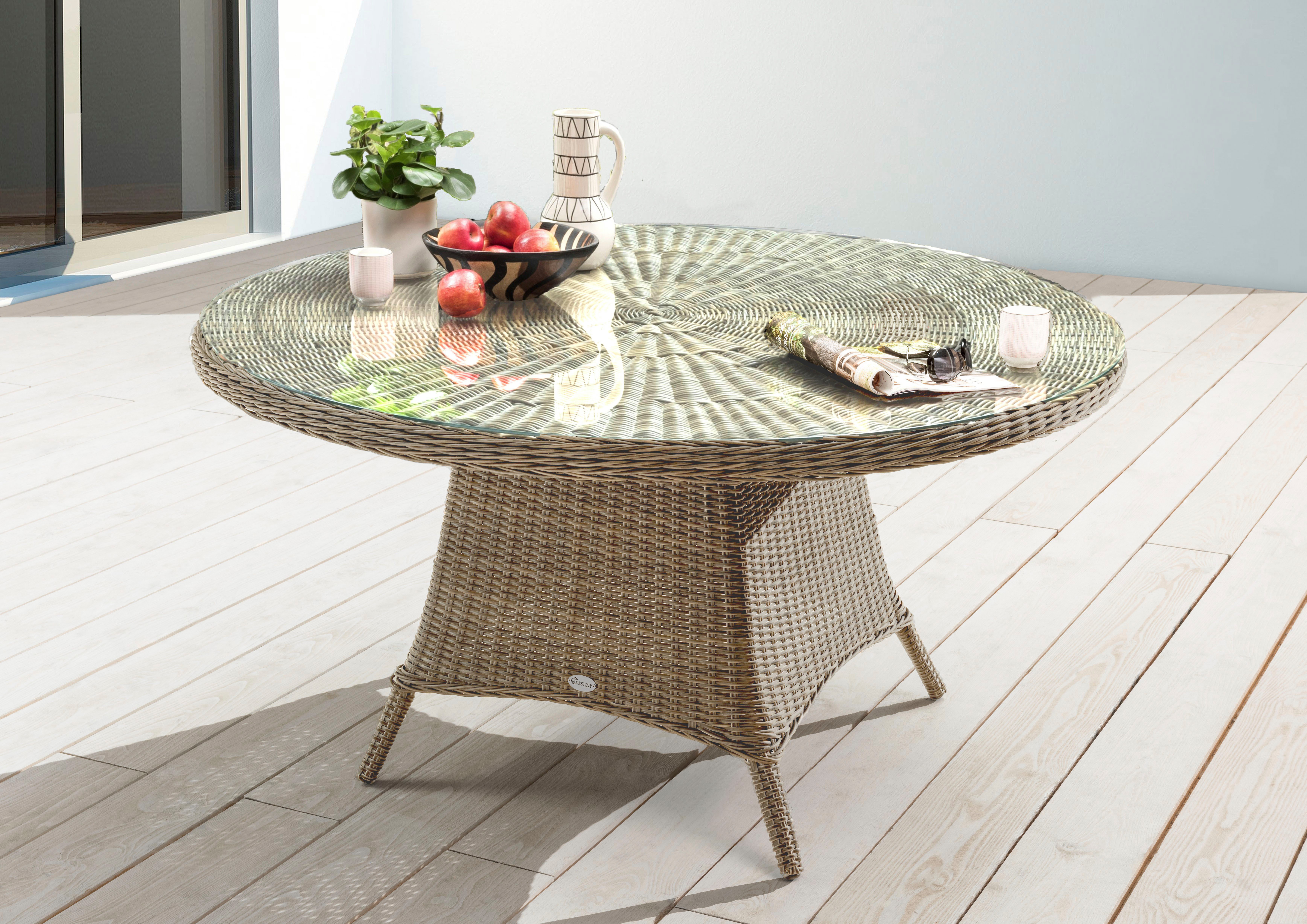 Destiny Gartentisch LUNA (1-St., Ø120x75 cm), (120x75 cm), Aluminium, Polyrattan