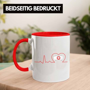 Trendation Tasse Trendation - Krankenschwester Tasse Herzschlag Geschenk Anestesie Arzthelferin Krankenhaus Geschenke Ärztin