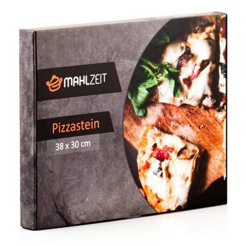Mahlzeit Pizzastein Pizzastein eckig, 38 x 30 cm, Steinplatte für Pizza und Flammkuchen, Cordierit