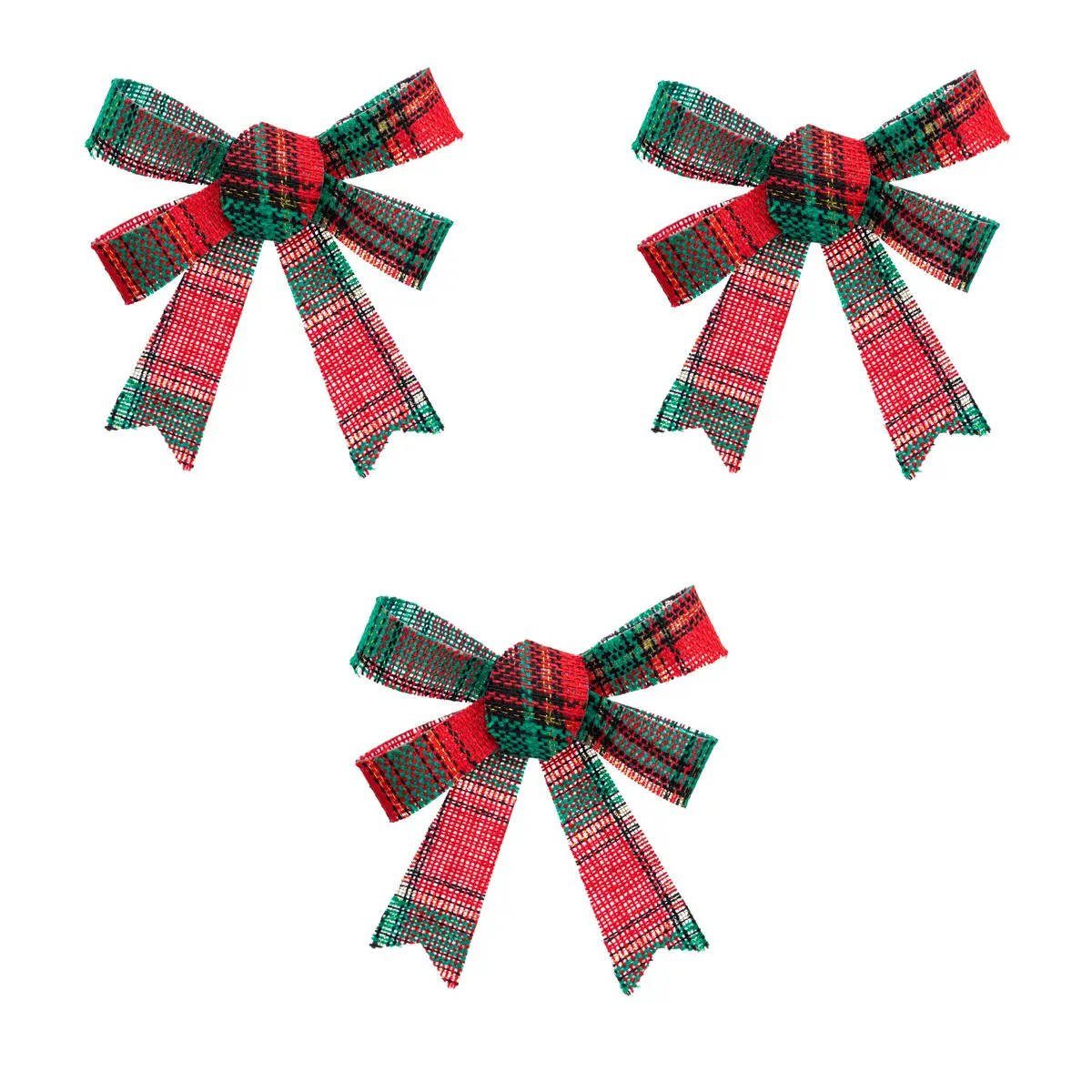 Atmosphera Créateur d'intérieur Weihnachtsbaumschleife Deko-Schleifen, kariert, 10 x 12 cm, 3er-Set, kariert
