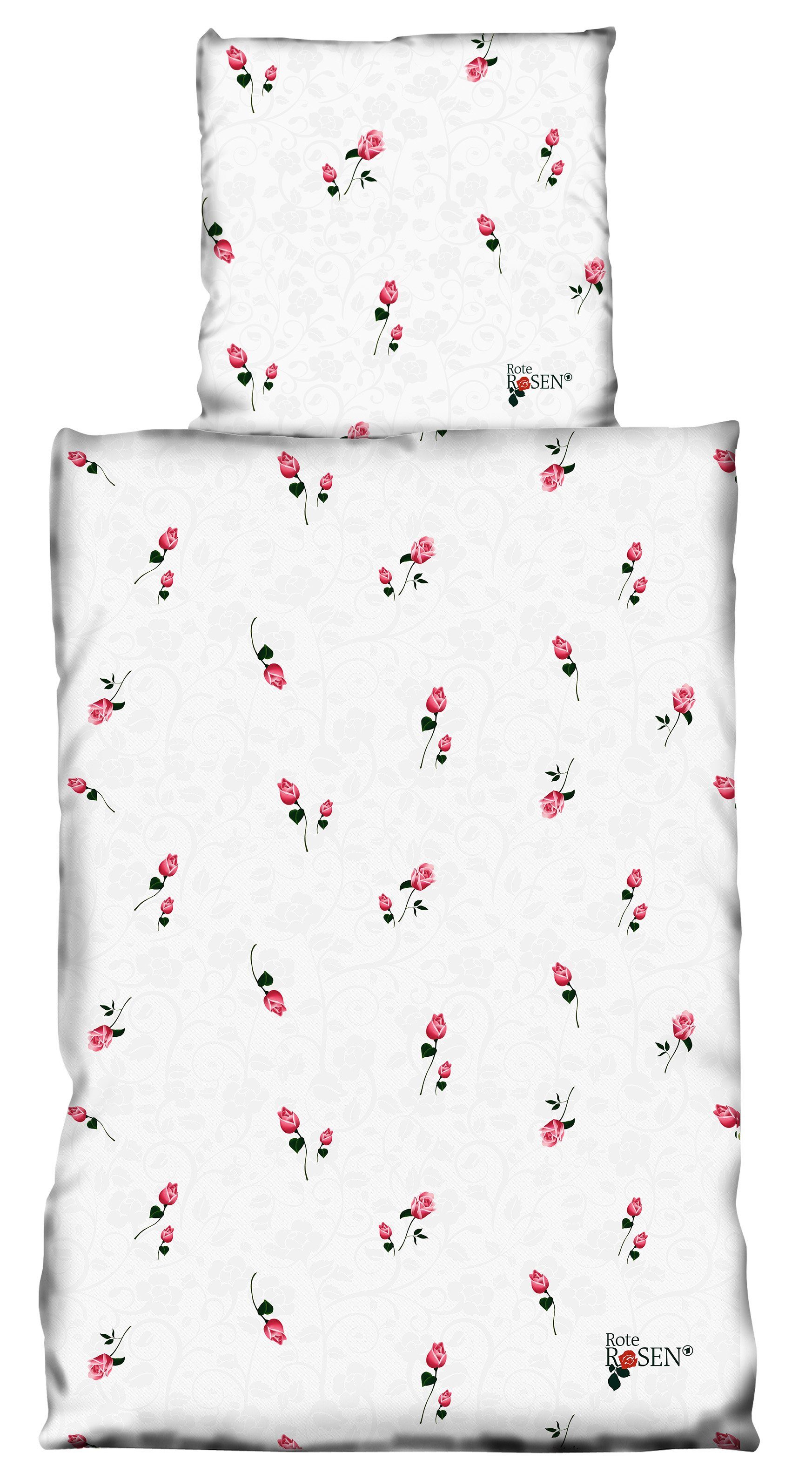 One Home Bettwäsche Rote Rosen, Renforce, 2 teilig, mit Blumen und roter Rose