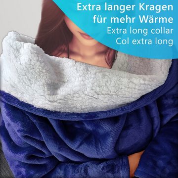 Wohndecke Ärmeldecke CozyWear mit wärmender Sherpa Innenseite Luxus TV Decke, NYVI, Tragbare Flannell Kuscheldecke mit Ärmeln, 2 Brusttaschen & Fußtasche