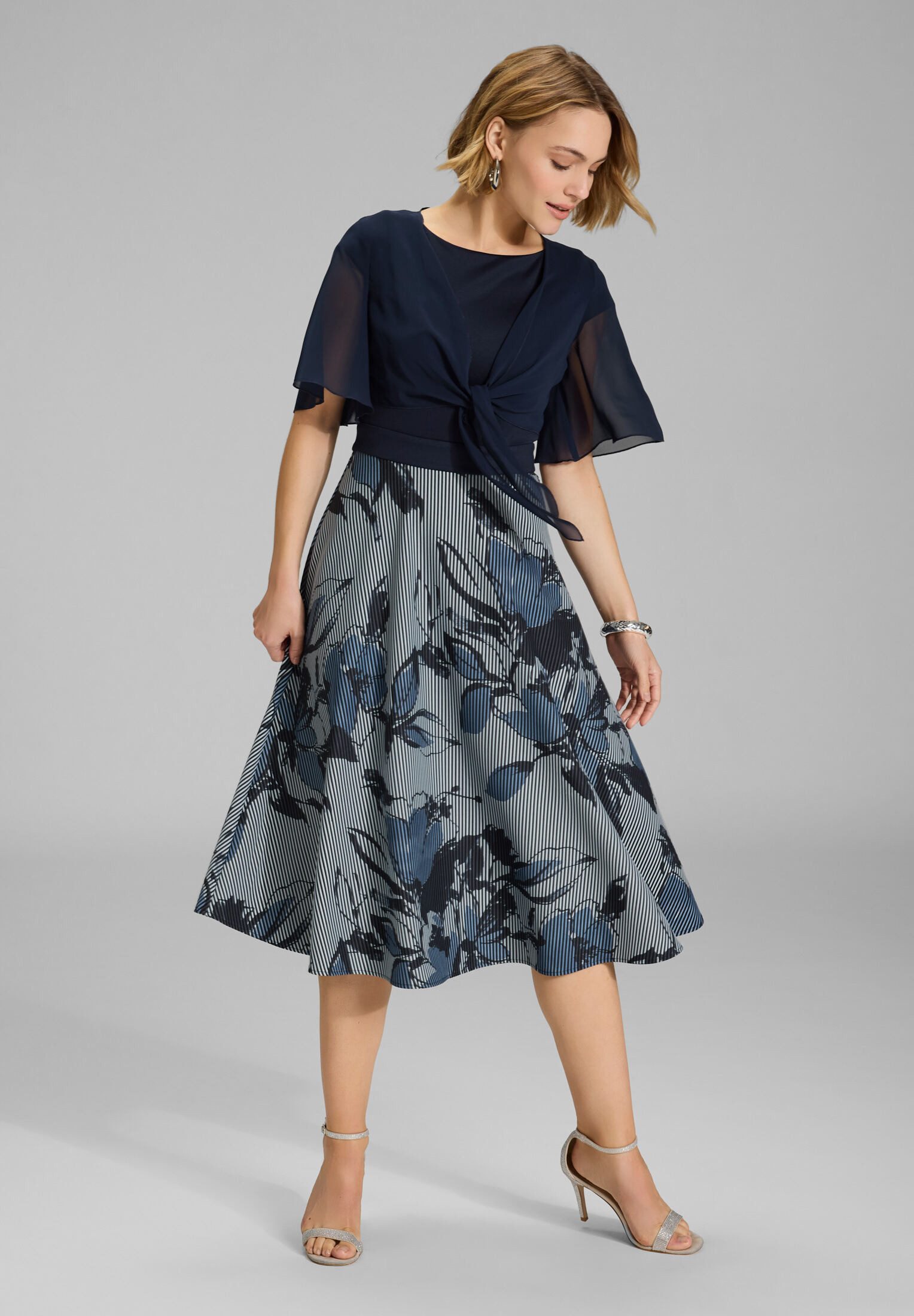 SWING Boleroblazer - Chiffon Bolero zum Knoten Lockere Passform
