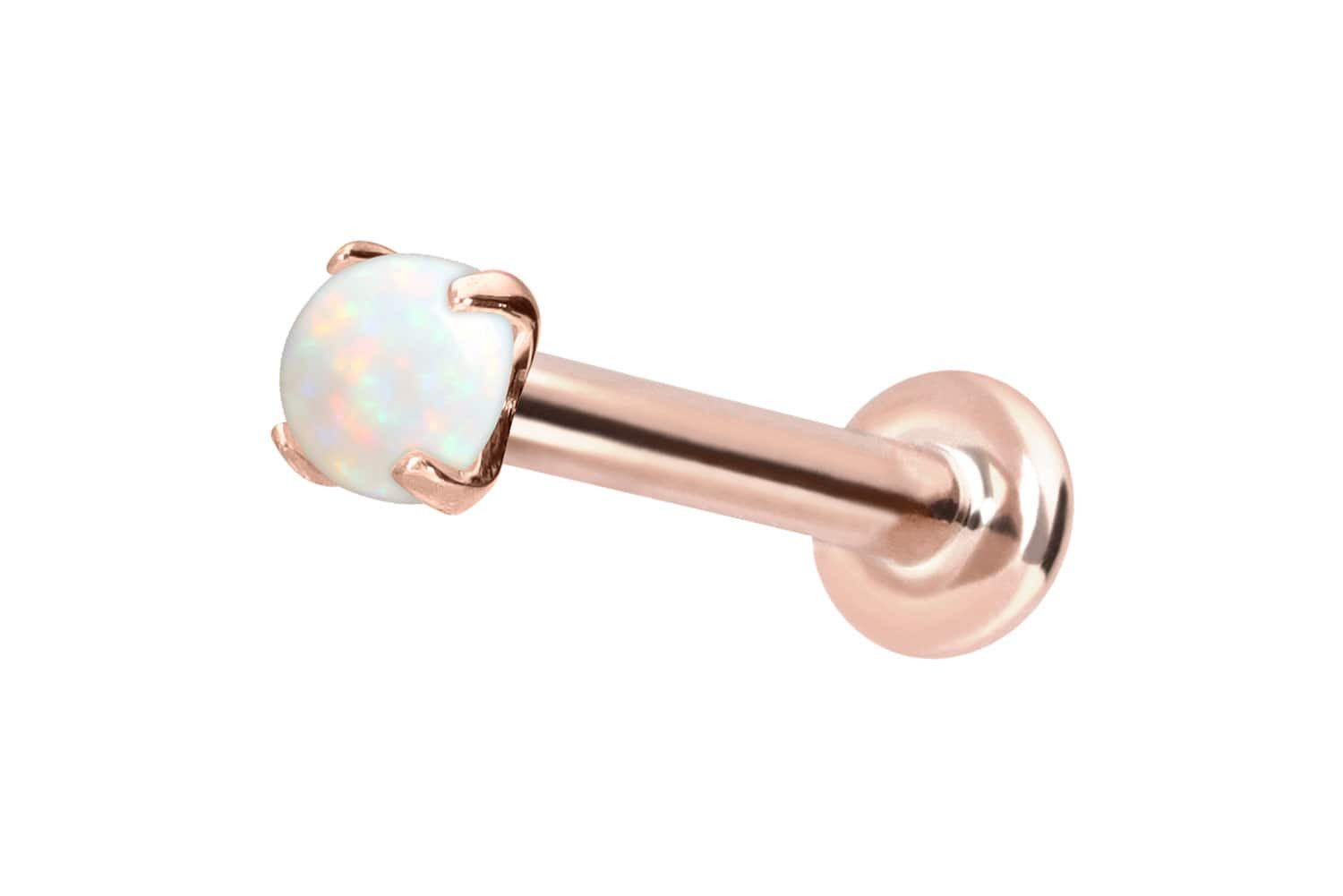 PIERCINGLINE Piercing-Set 14 Karat Gold Labret mit Push Fit SYNTHETISCHER OPAL (Labrets, 1-tlg)