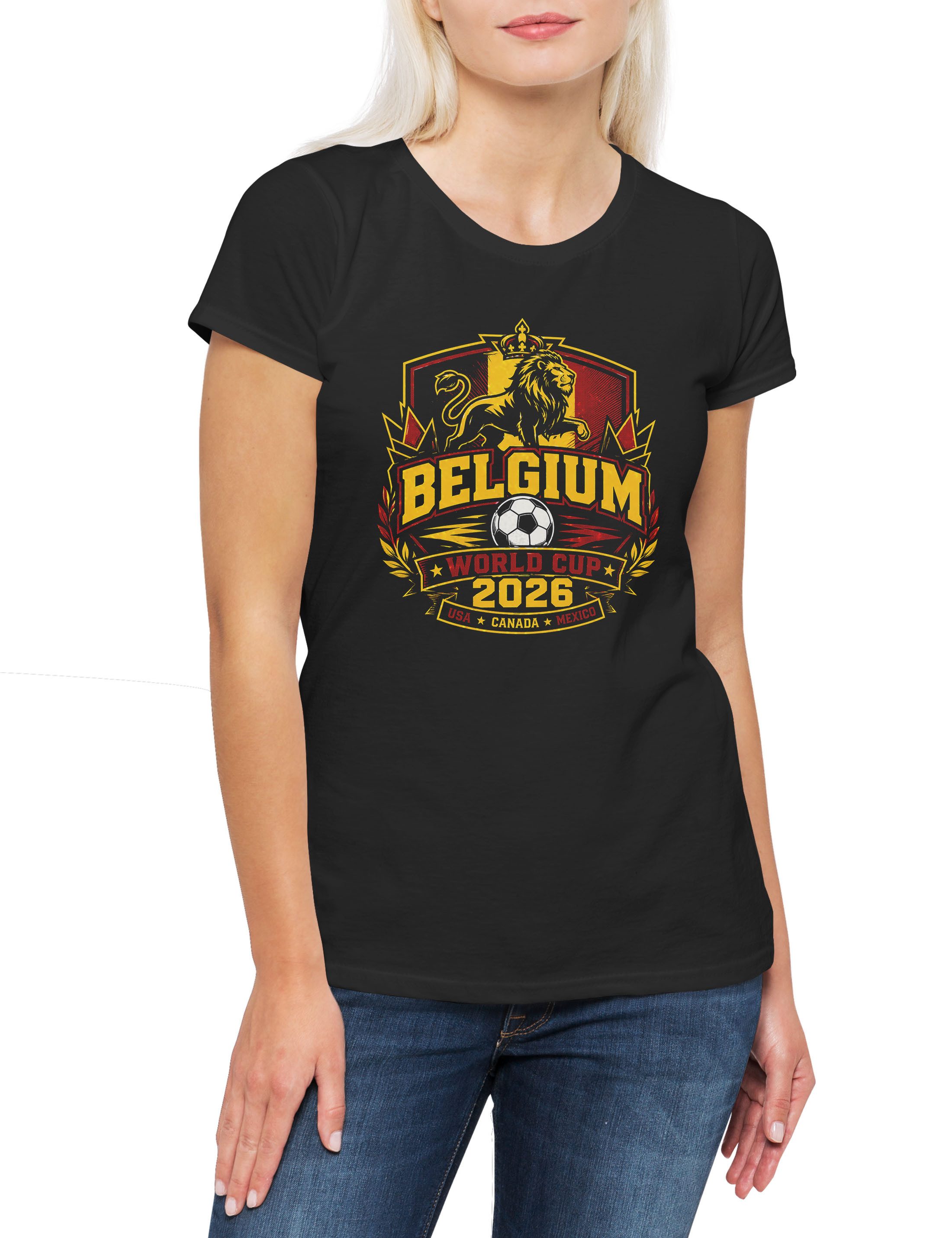Urban Backwoods Print-Shirt Team Belgium 2 Damen T-Shirt Belgien WM Belgique Belgie Brüssel (1-tlg) Flandern Wallonie Fußball Soccer