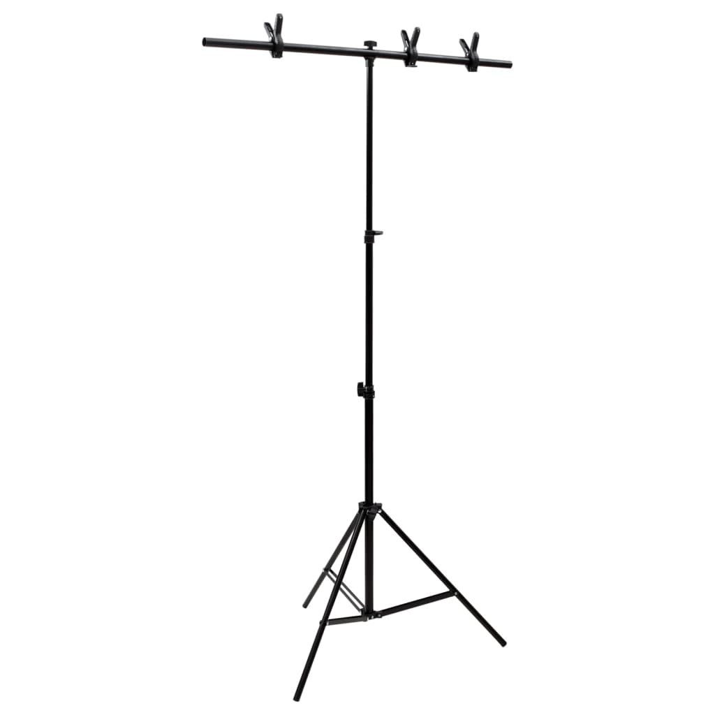 vidaXL Fotohintergrund Hintergrundständer T-Form Schwarz 91x60x70-200 cm