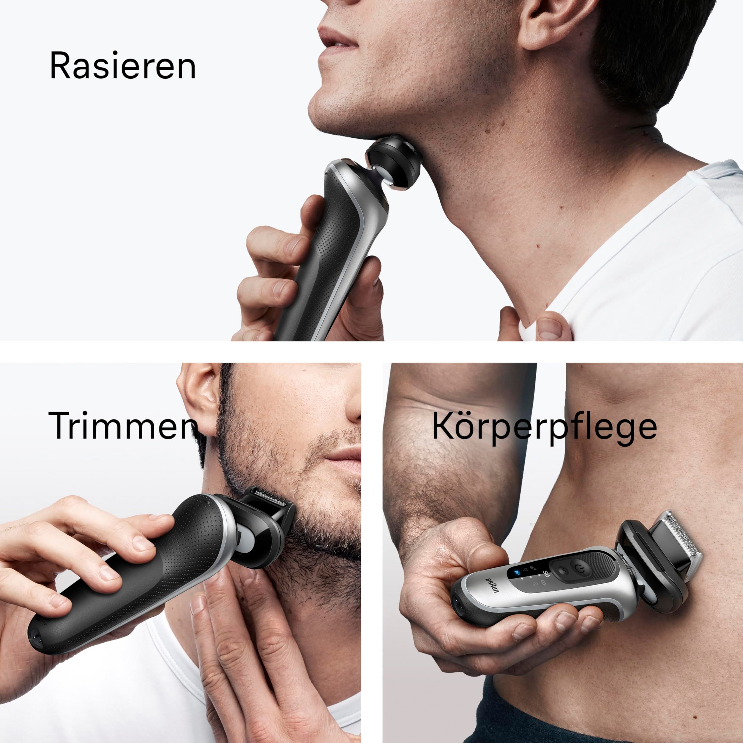 Braun Elektrorasierer 62-S7650CC, Wasserdicht, kabellos, 60 Min. Akku, inklusive Reinigungsstation silberfarben