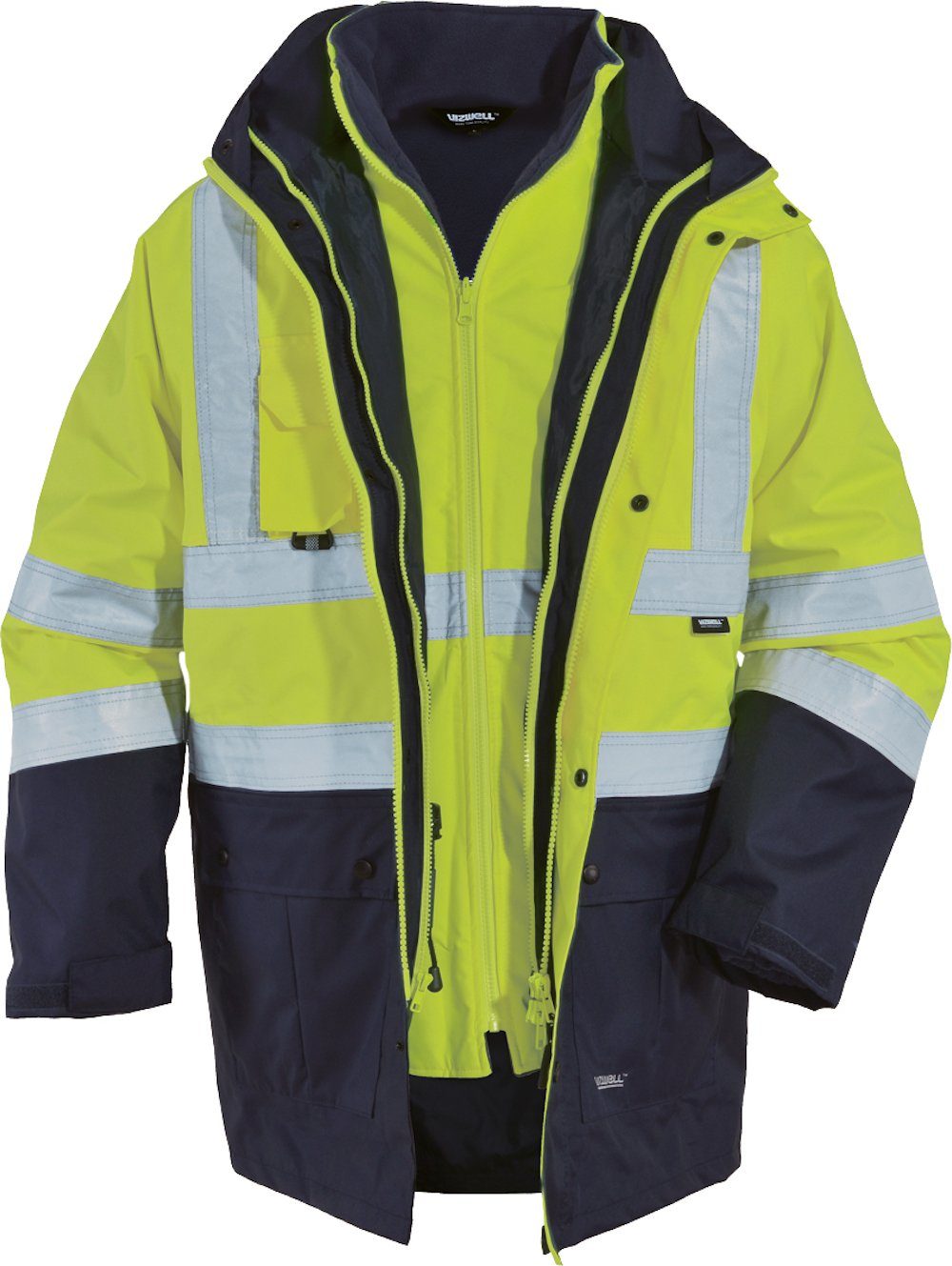 Herren Kontrast Neon Arbeits- Fleecejacke