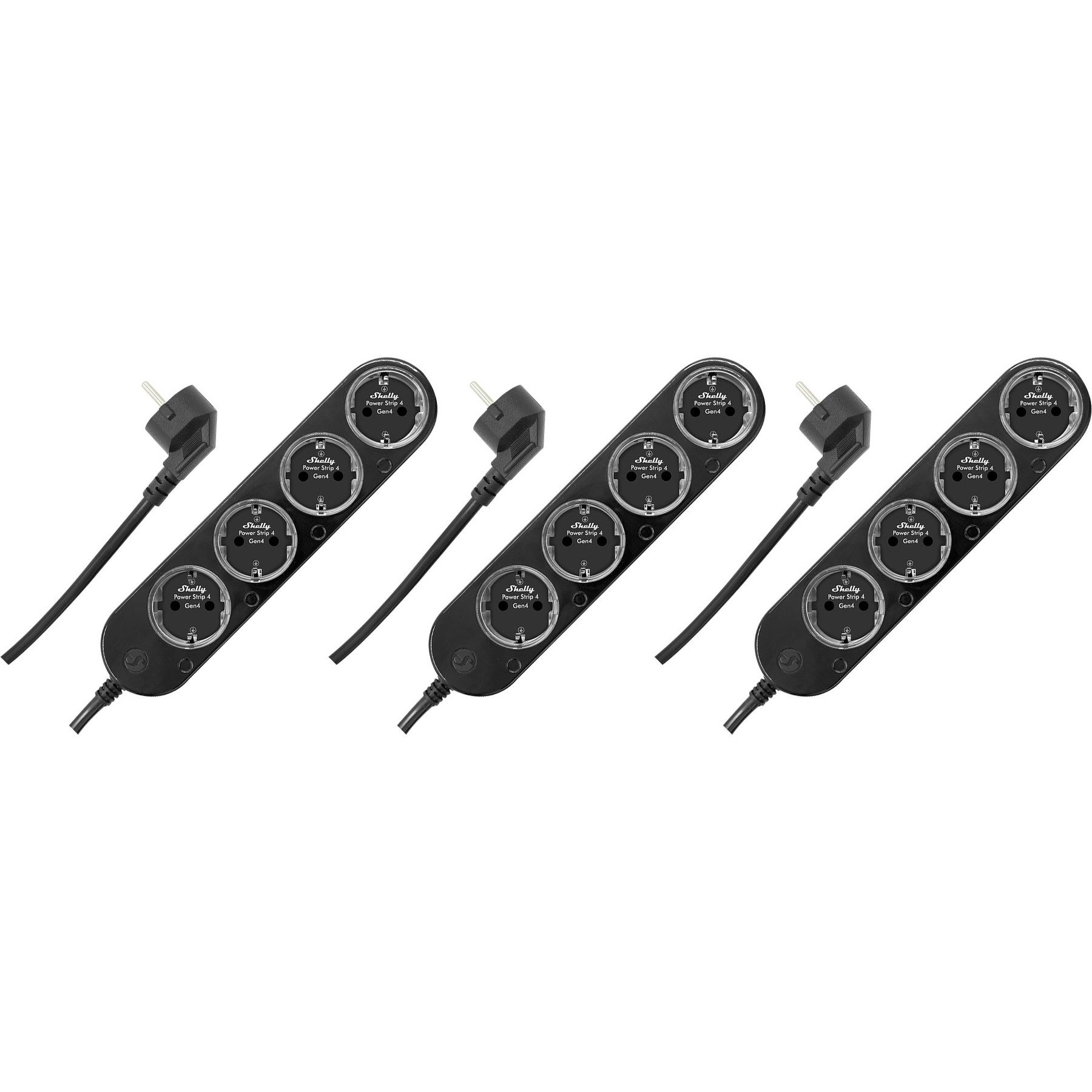 Shelly SHELLY Power Strip 4 Gen4, 4-fach Steckdosenleiste, schwarz, WiFi Smarte Vierfach-Steckdosenleiste