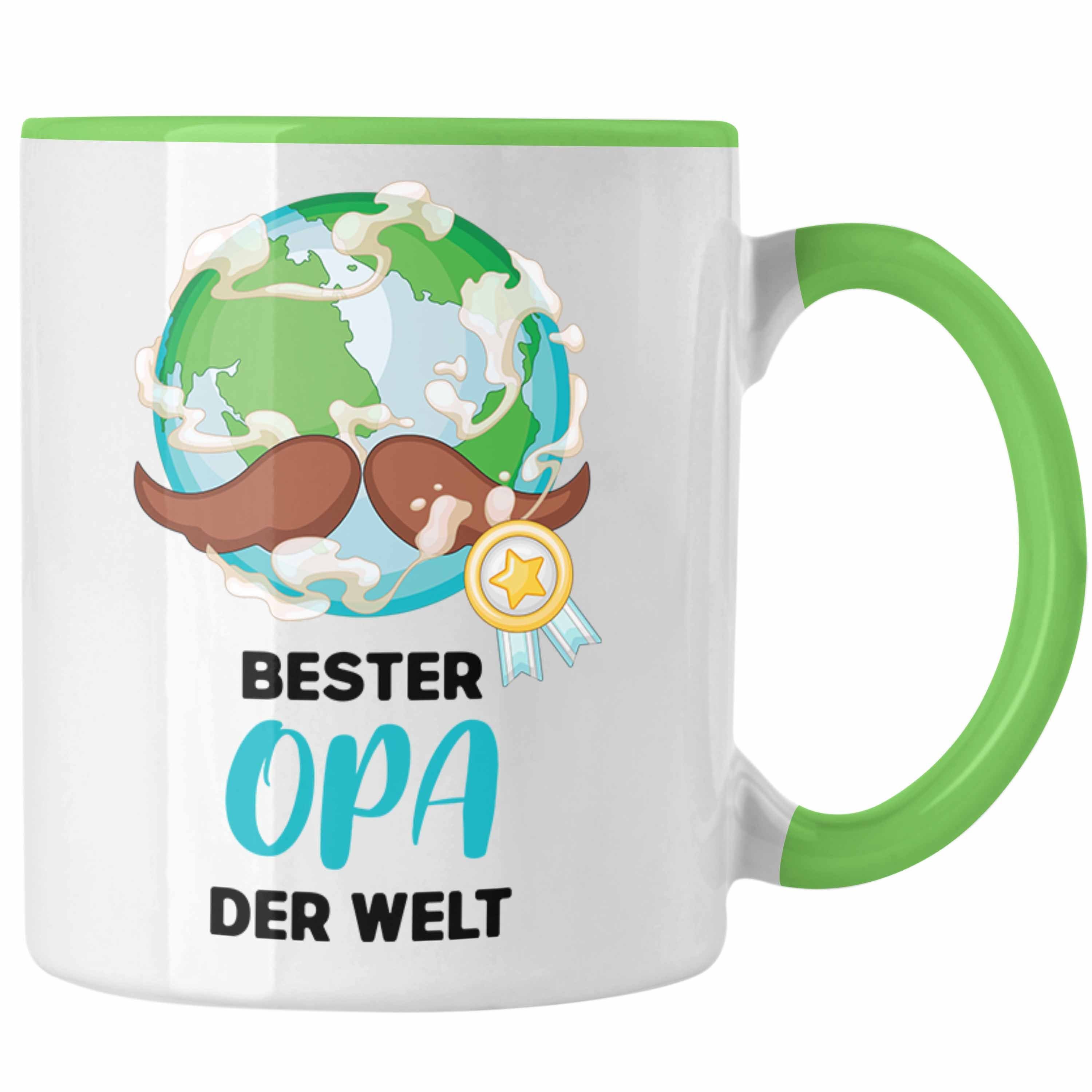 Trendation Tasse Trendation - Bester Opa Der Welt Geschenk Tasse Kaffeetasse Spruch Lustig von Enkel zum Geburtstag Weihnachten Grün