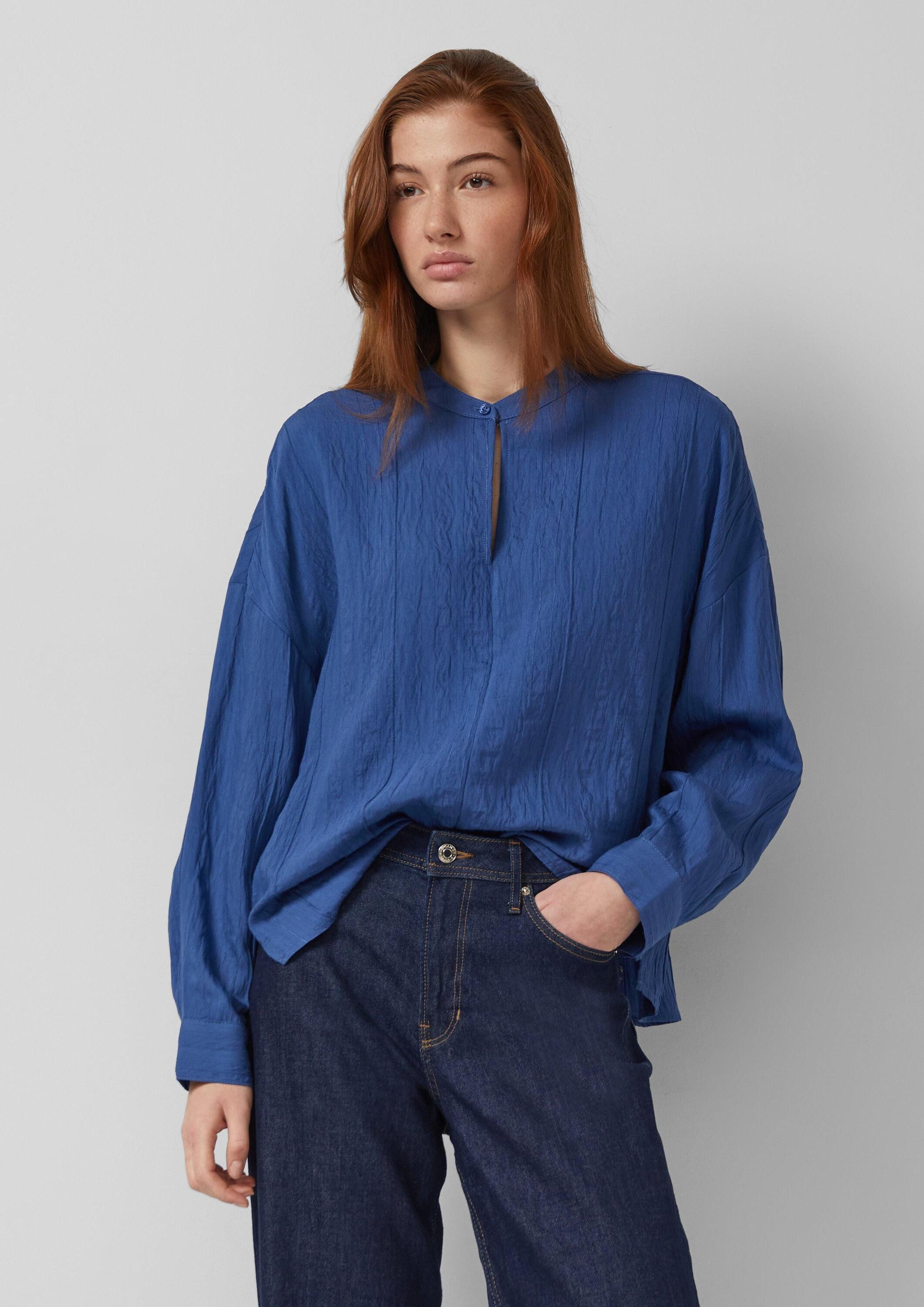 s.Oliver Langarmbluse Bluse Strukturierte Viskosemix-Bluse im Relaxed Fit