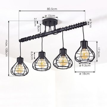 hofstein Deckenleuchte »Pila« verstellbare Retro Zimmerlampe aus Metall in schwarz, ohne Leuchtmittel, Metall in schwarz, Leuchtenköpfe einstellbar, E27