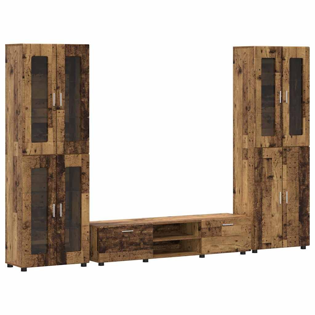 vidaXL Wohnzimmer-Set TV-Schrankset mit Schubladen FLORIN 3 pcs Altholz Holzwerkstoff, (3-St)