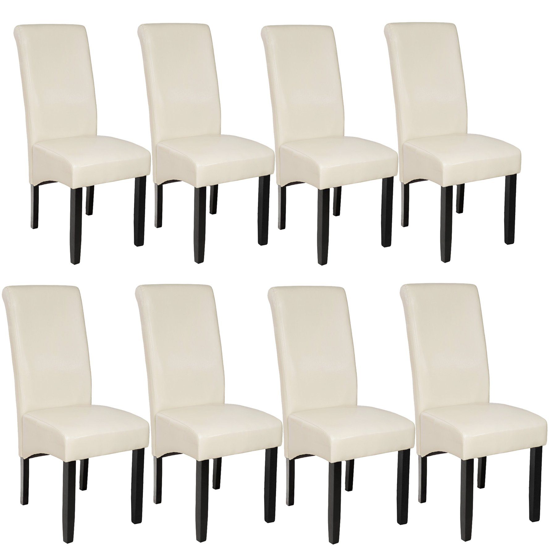 Esszimmerstühle, (8er, 8 tectake massives Hartholz ergonomisch, St), 8 creme Esszimmerstuhl Gepolstert