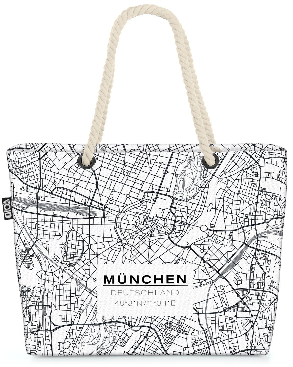 VOID Strandtasche (1-tlg), München Karte Beach Bag Bayern Karte Reise Urlaub Stadtplan Stadtkarte Oktober