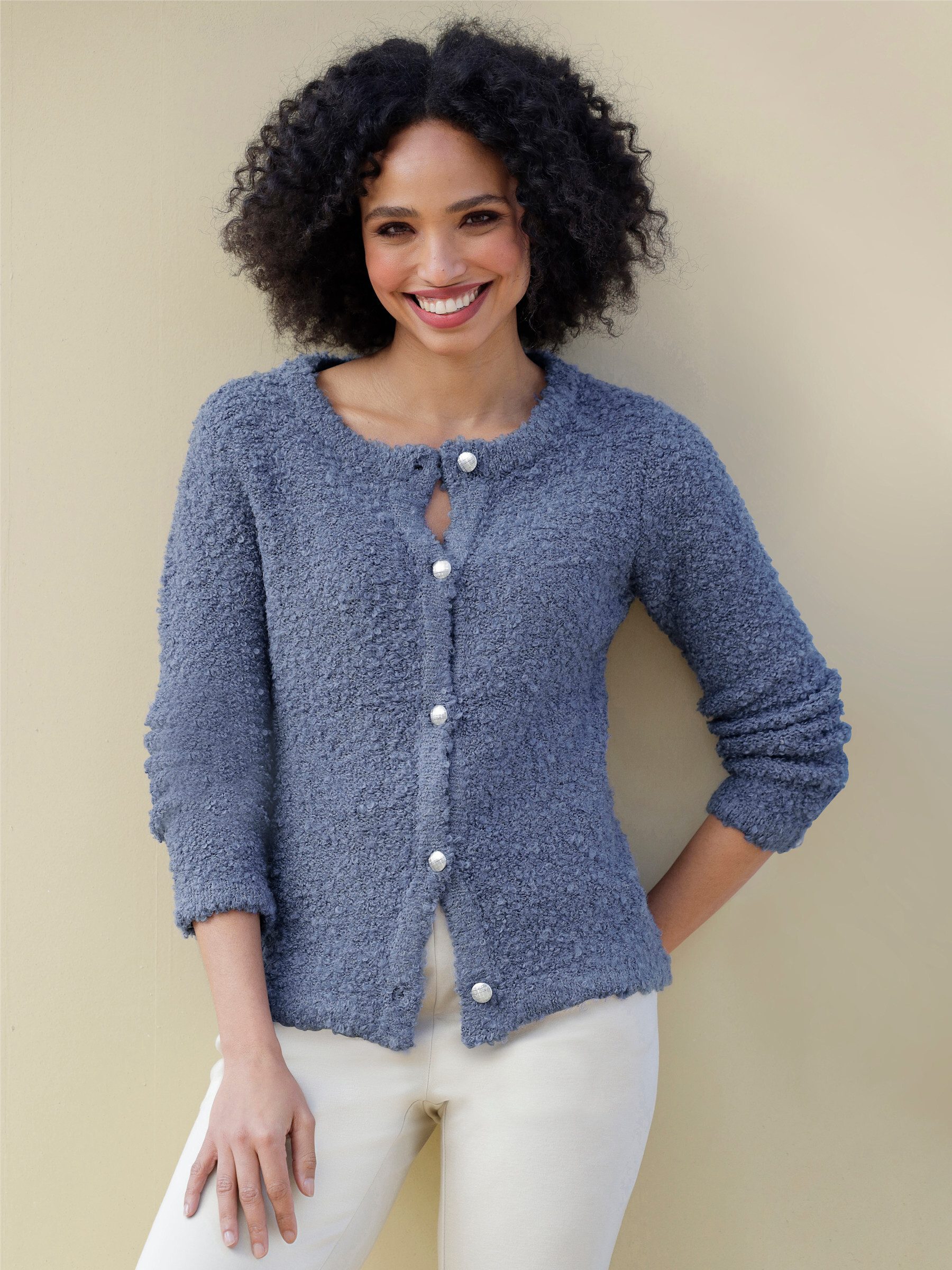heine Strickjacke Strickjacke Langarm Effektgarn, Links-Strick