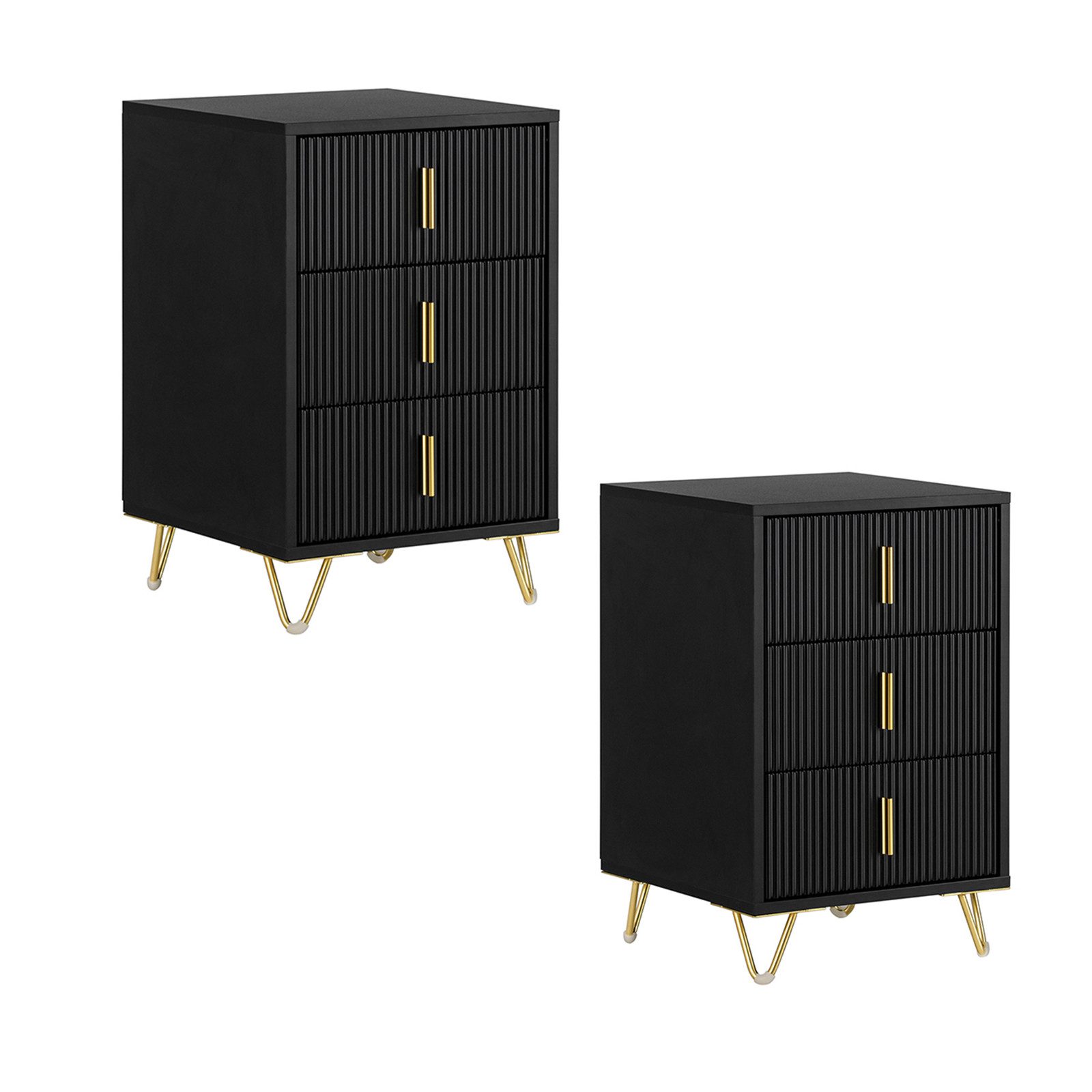 SoBuy Nachttisch FBT115-Lx2, 2er Set, Nachtschrank mit 3 Schubladen, Beiste günstig online kaufen