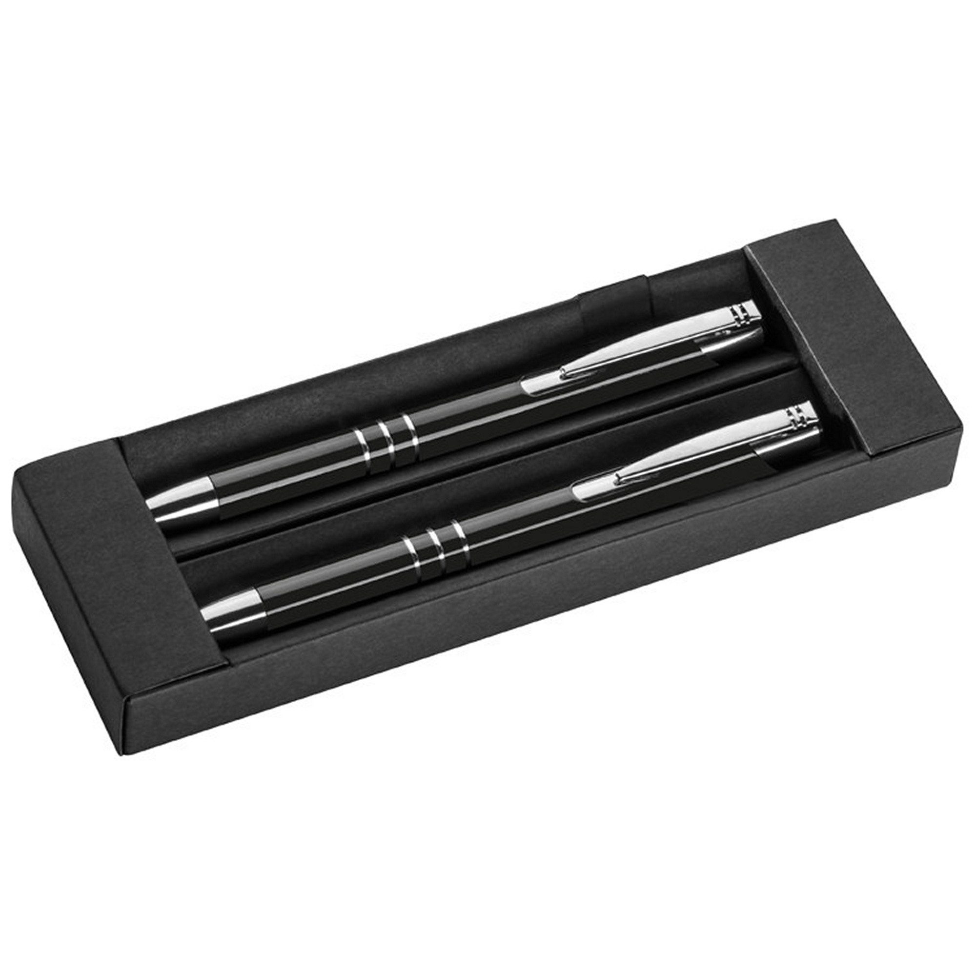 Kugelschreiber Metall Schreibset / Kugelschreiber + Druckbleistift / Farbe: schwarz