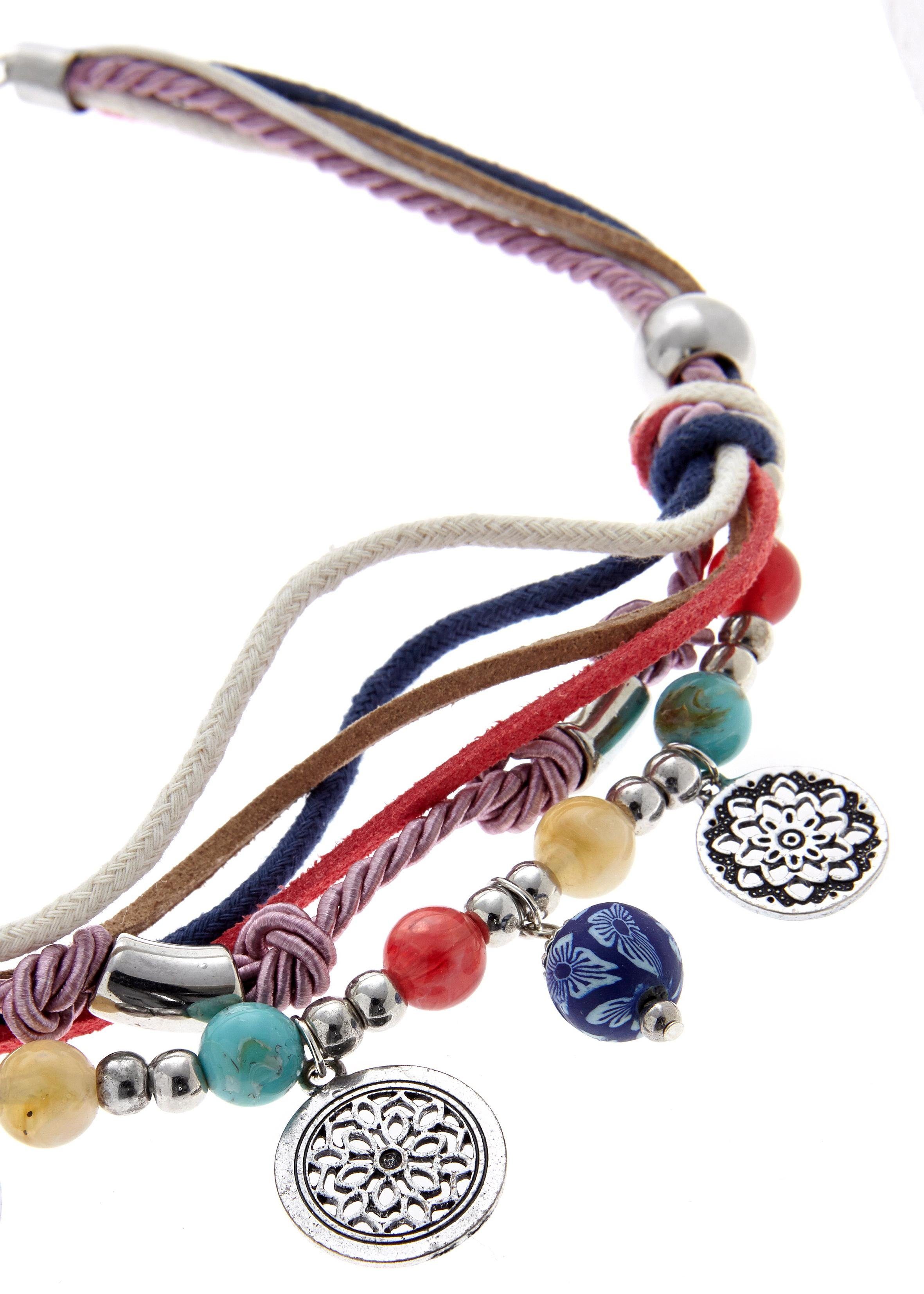LASCANA Schmuckset Bettlerarmband und Halsketten Set, Mit vielen kleinen Anhängern