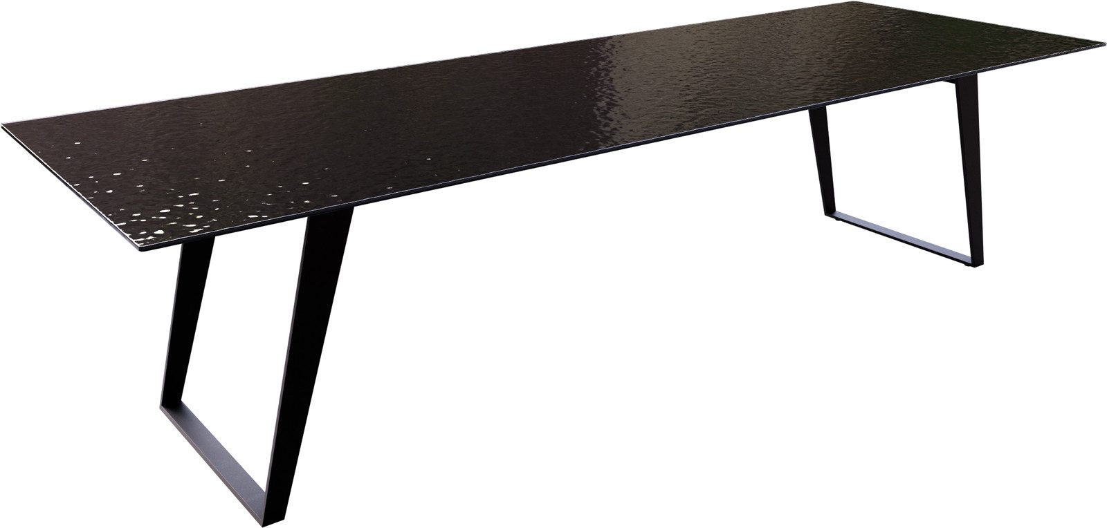 DELIFE Esstisch Edge, Reliefglas Rauchschwarz 3D-Design 300x100 Metall Schräg Schwarz