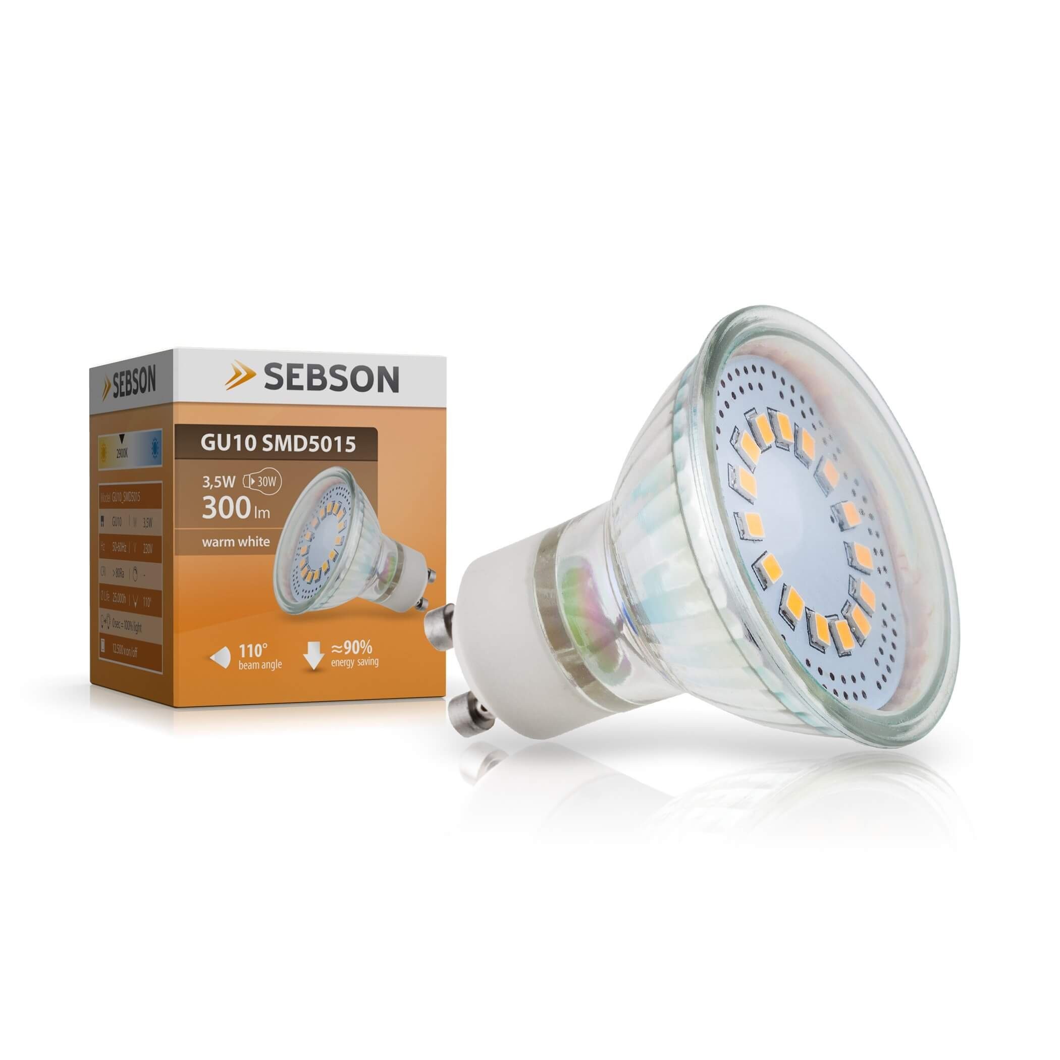 SEBSON LED-Leuchtmittel LED Lampe GU10 warmweiß 3,5W 300lm Strahler 230V LED Leuchtmittel 110°