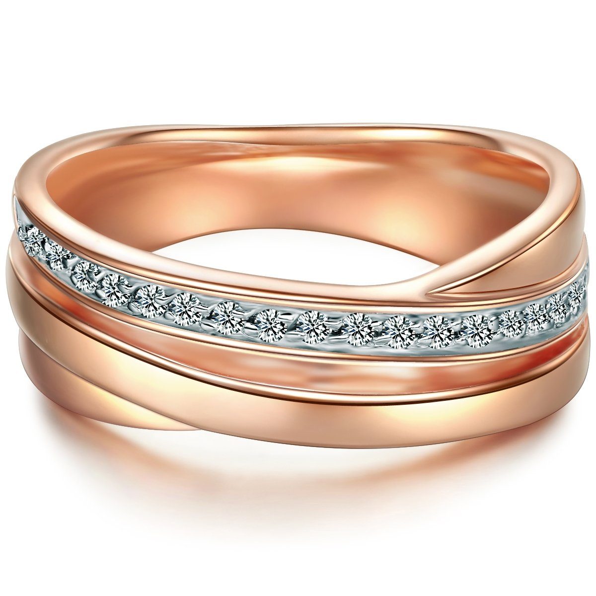 in Silber, Trilani Zirkonia mit Damen-Ring rosévergoldet, Silberring Sterling aus