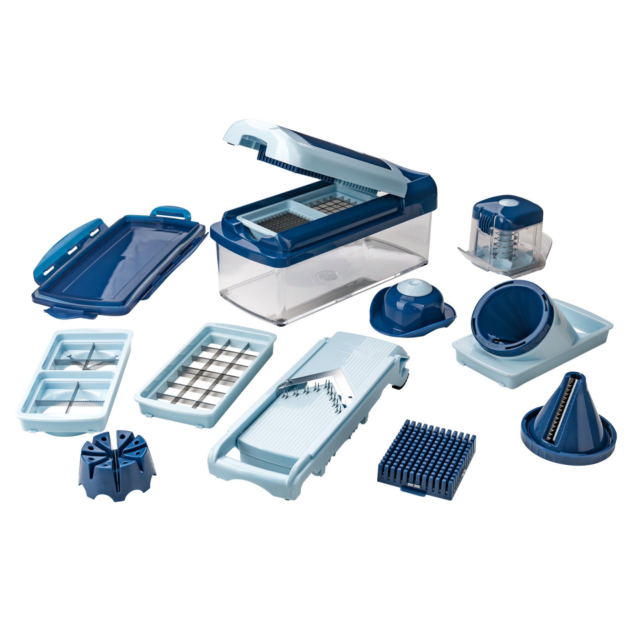 Genius Gemüseschneider Zerkleiner Nicer Dicer Fusion Smart Gemüsehobel manuell, Julietti Spiralschneider für Juliennes, Würfel