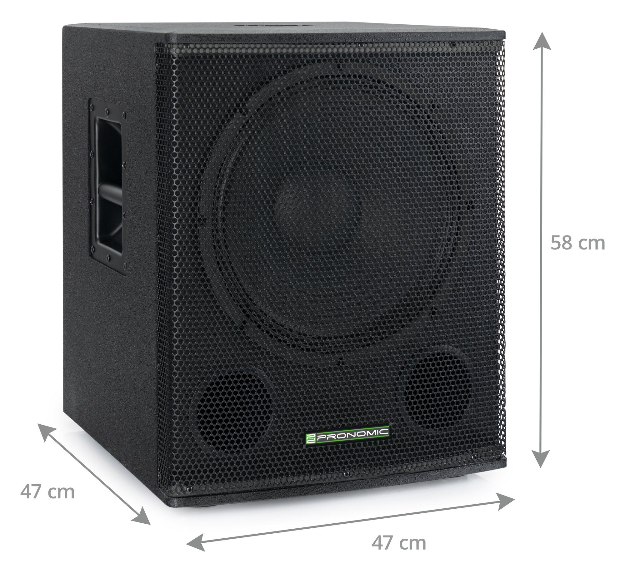 Pronomic SA-18 SUB Aktiv Subwoofer - 1x 18" Speaker mit Bassreflex-Öffnungen Subwoofer (kein Netzwerkstandard, 350 W, max. SPL: 128 dB - 35mm-Flansch) – Bild 4 von 5