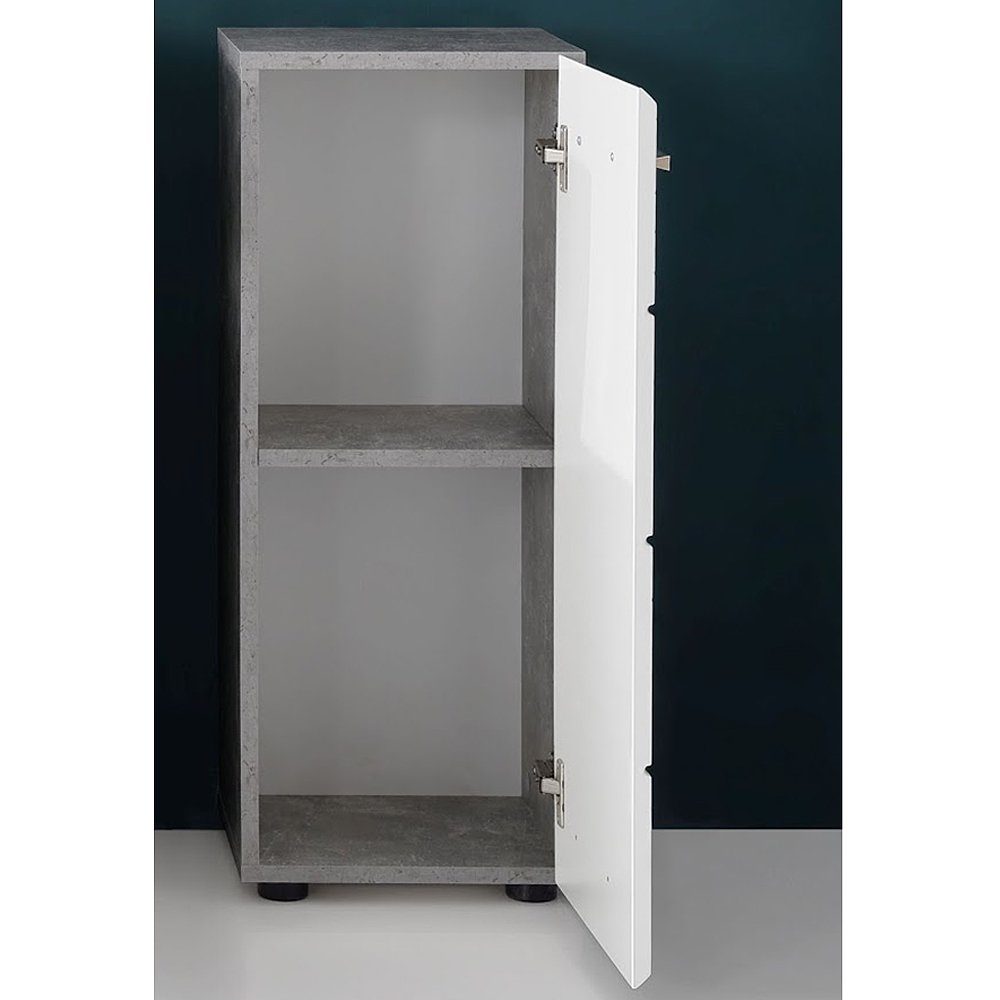 trendteam Unterschrank NanoBad Badezimmerschrank Badmöbel Standschrank Weiß/Grau 32x82x28cm