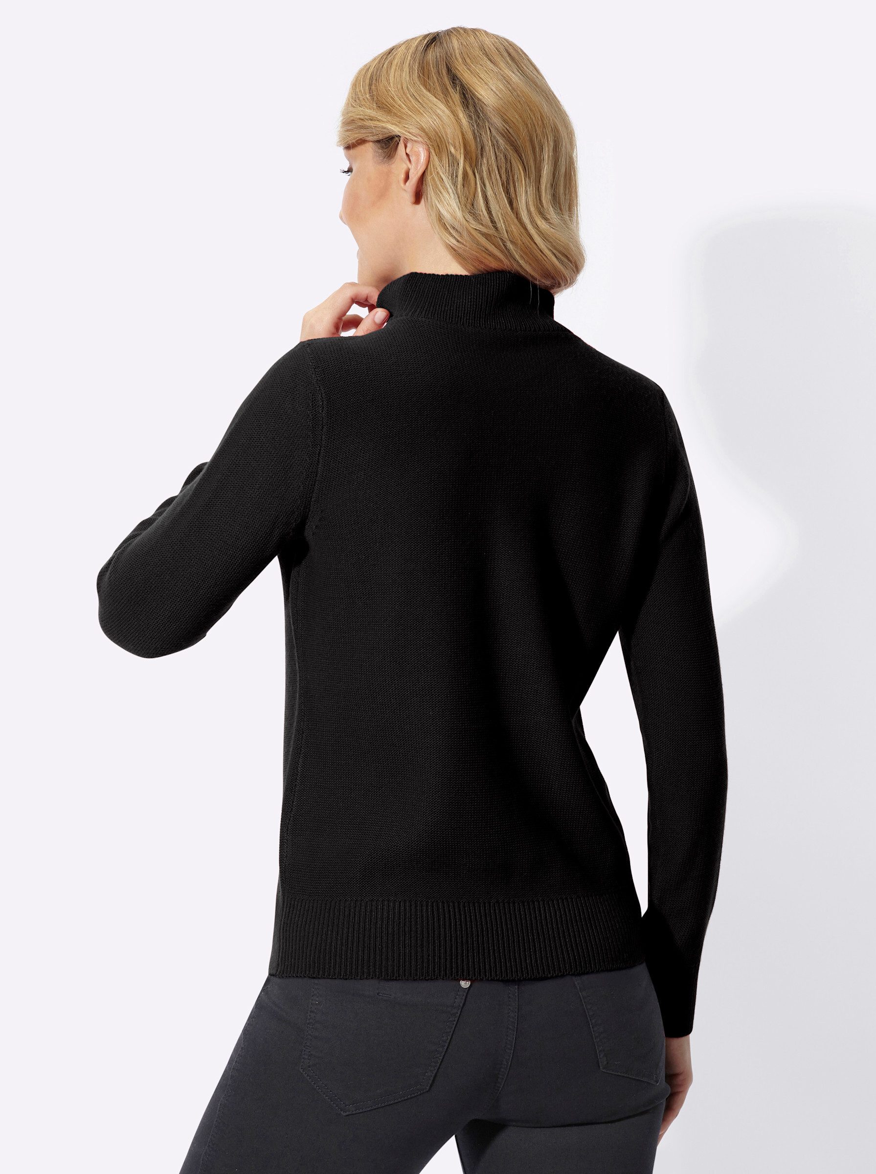 Sieh an! Strickpullover Troyer-Pullover Langarm