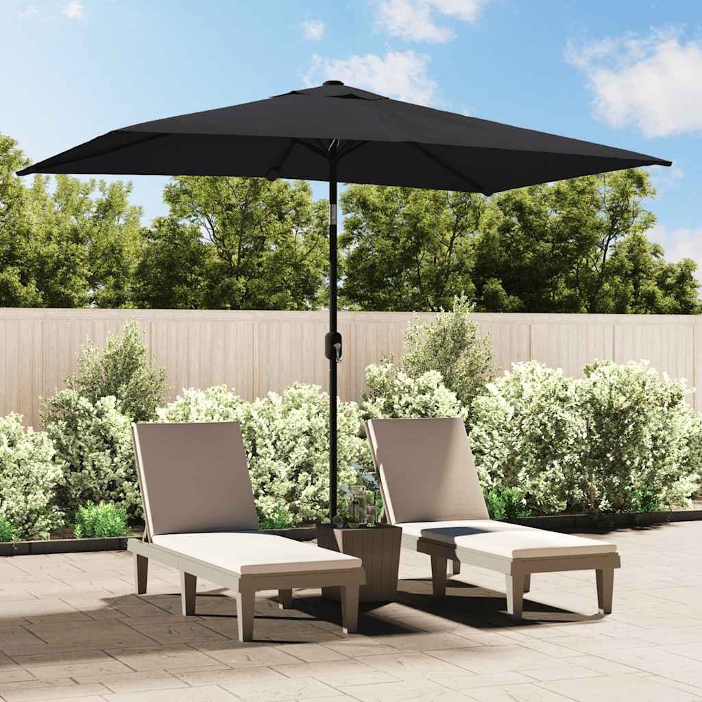 furnicato Sonnenschirm Eleganter 300x200x252 cm Schwarz mit Stahlgestell, UV-beständiger Gartenschirm mit Kurbelsystem und Neigungsfunktion