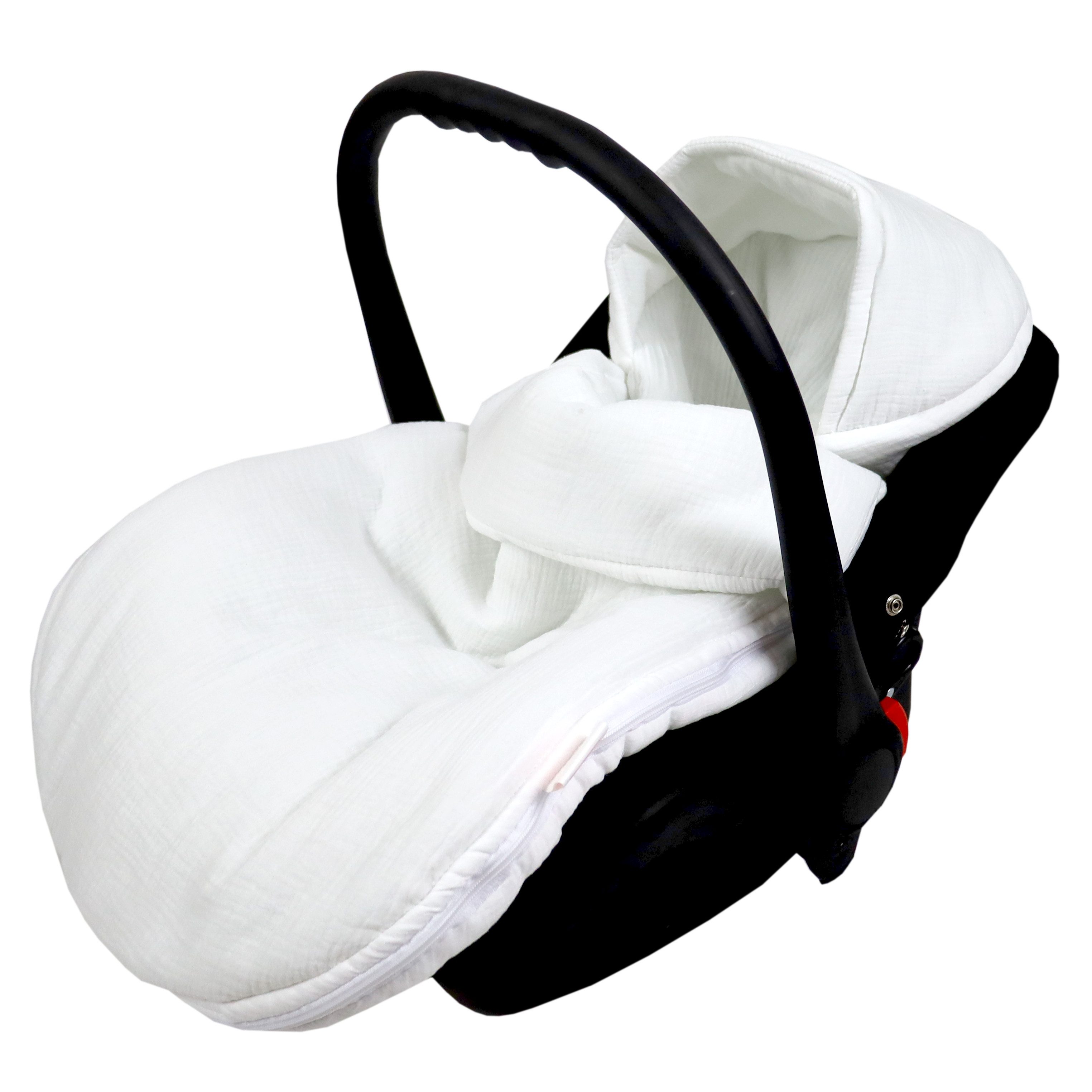 BabyLux Fußsack Sommerfußsack 90cm für Babyschale, Kinderwagen & Buggy Frühling Herbst, Musselin - Weiß Fußsack