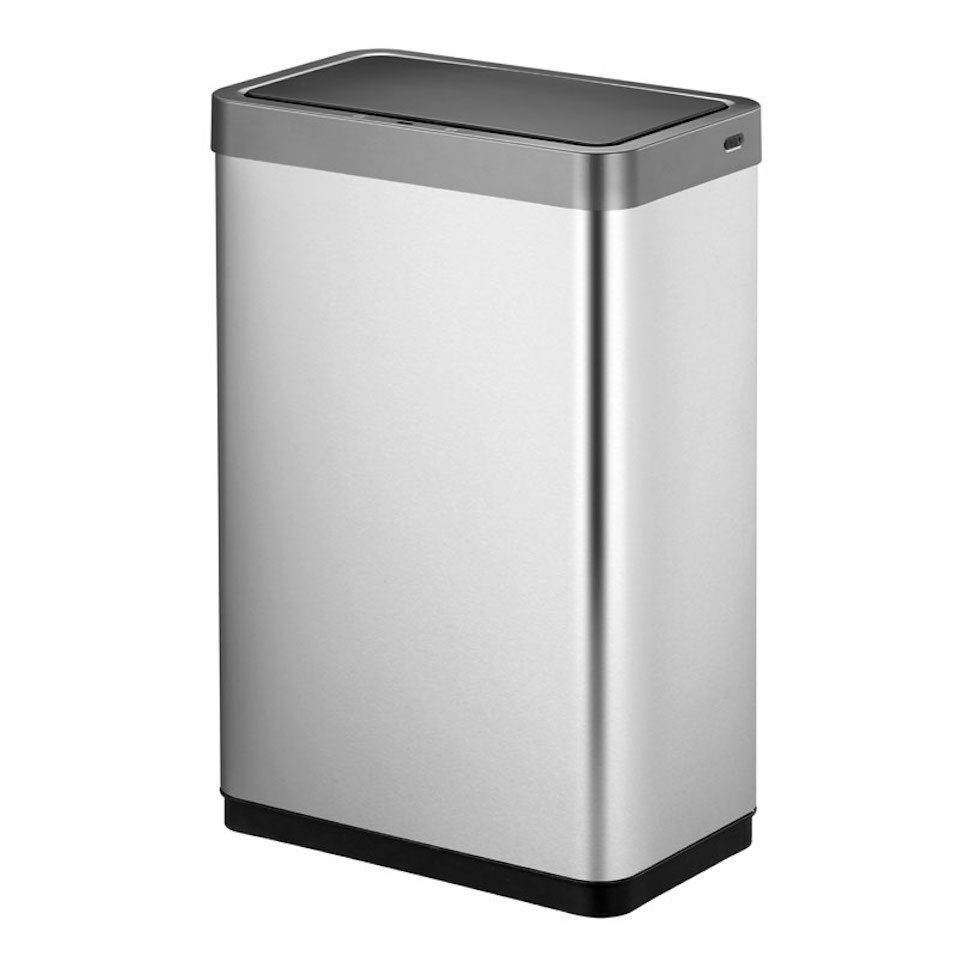 PROREGAL® Mülleimer Sensor-Abfallbehälter aus mattem Edelstahl, 47L,  Silber
