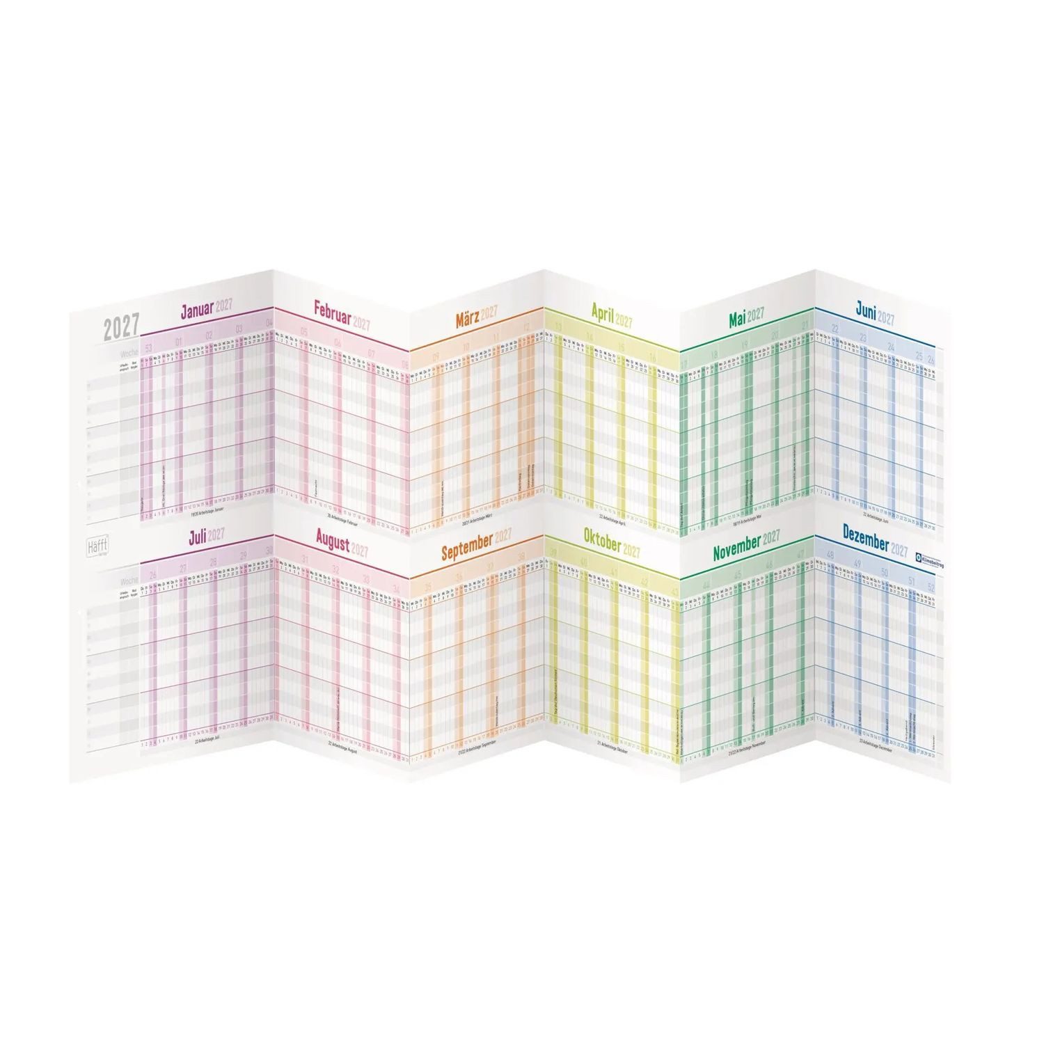 Häfft Wandkalender Urlaubs-/Team-Kalender Leporello A4 2027