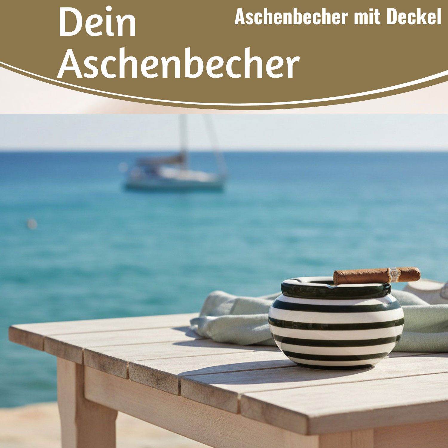 LS-LebenStil Aschenbecher XL Sturmaschenbecher 14x9cm Schwarz Weiß Windaschenbecher, Windaschenbecher Ashtray Tischaschenbecher Garten Balkon Deko