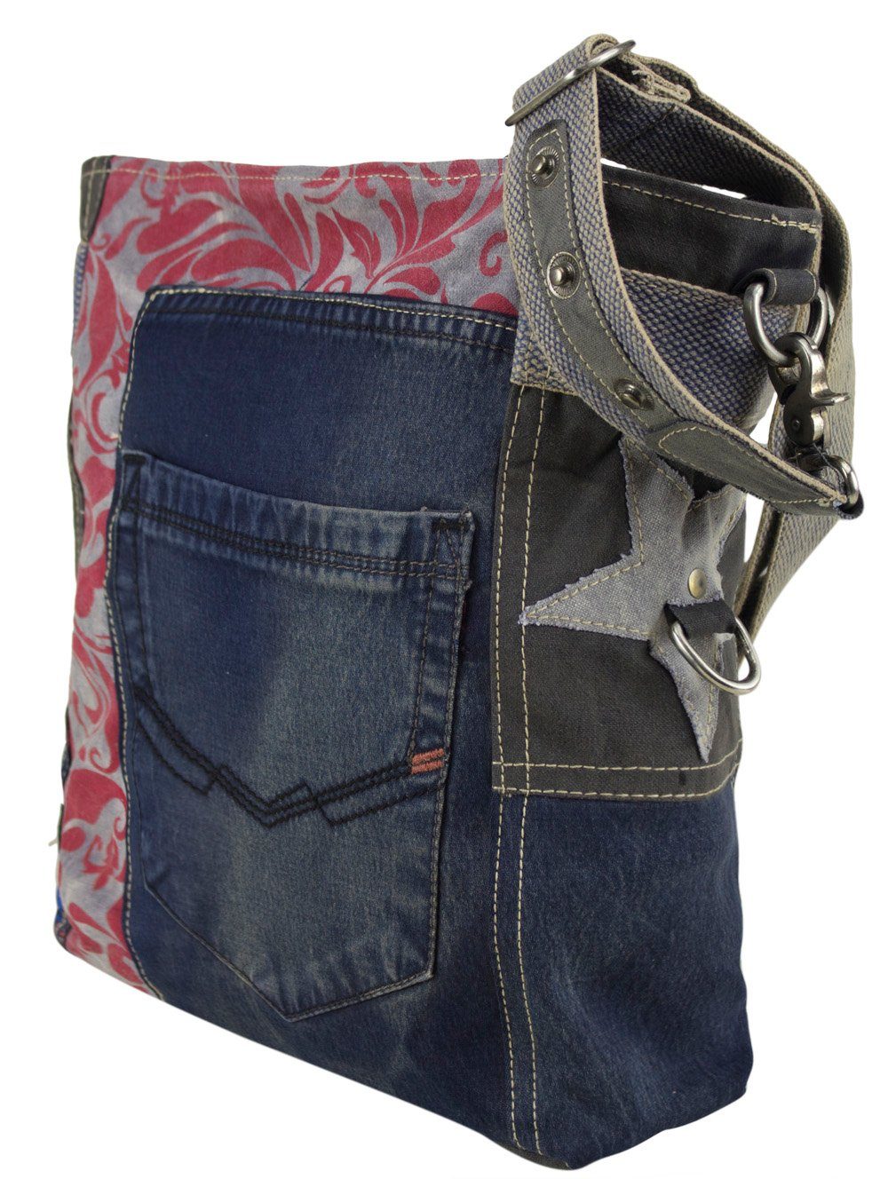 52223, für Recycelte Tasche Große Bag Sunsa Umhängetasche. Jeans Aus Umhängetasche Crossbody Sie. Jeans recycelte