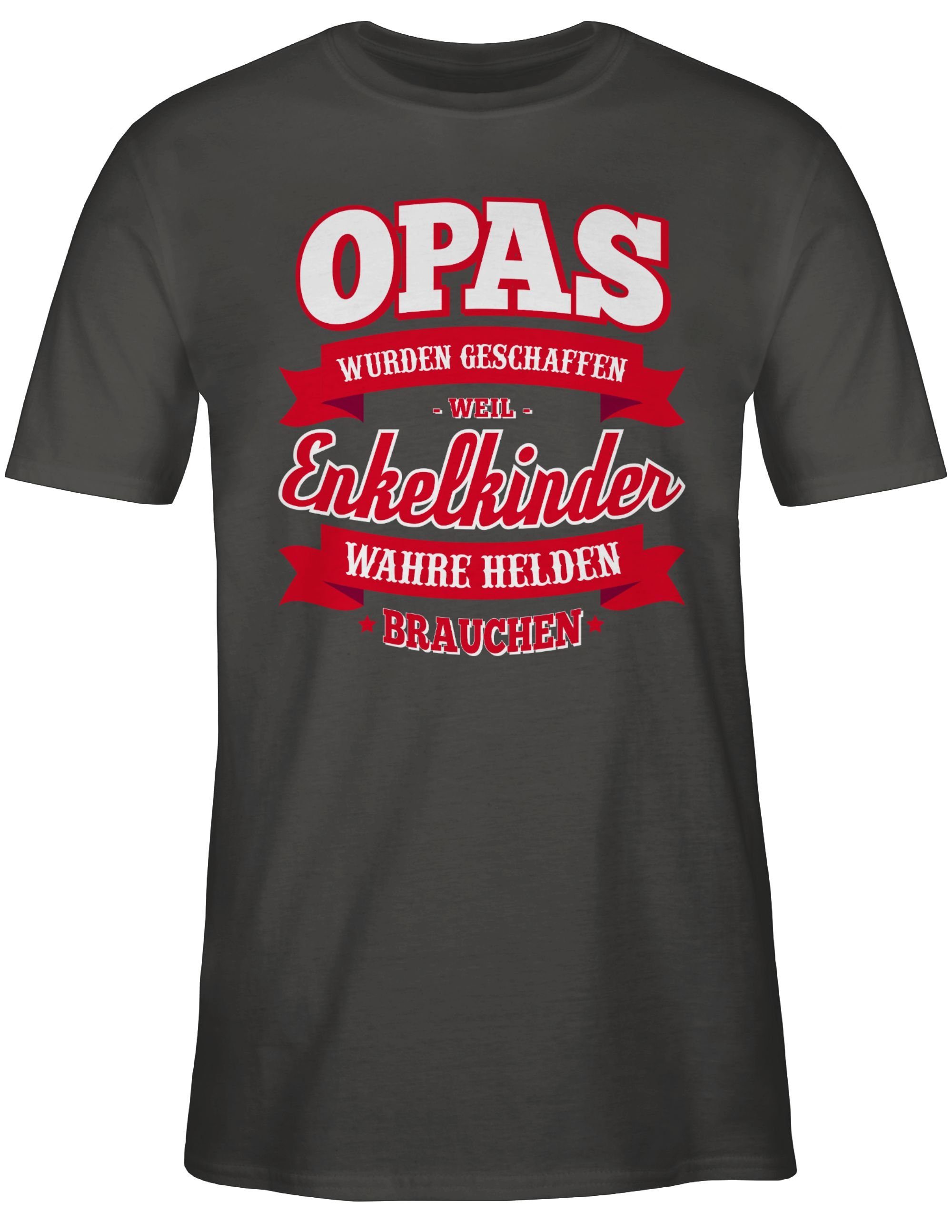 Shirtracer Opa Dunkelgrau Helden wurden Enkelkinder 3 Opas wahre Geschenke brauchen geschaffen weil T-Shirt