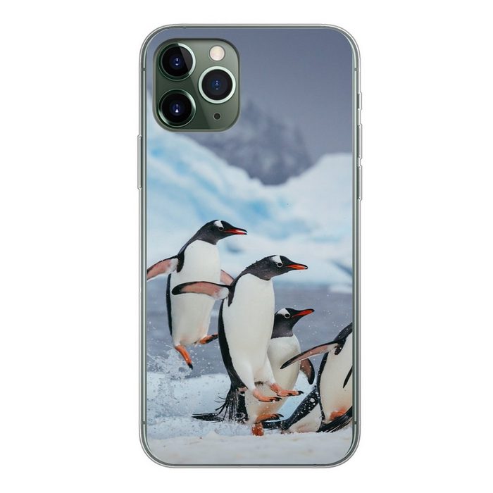 MuchoWow Handyhülle Pinguine springen aus dem Wasser Handyhülle Apple iPhone 11 Pro Smartphone-Bumper Print Handy