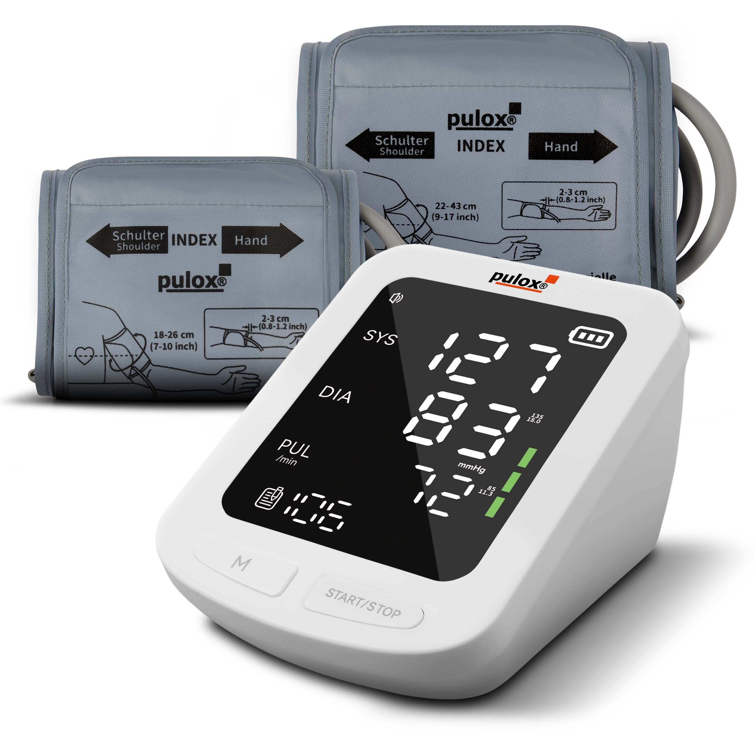 pulox Blutdruckmessgerät BP-100 - Oberarm-Blutdruckmessgerät inkl. 2 Manschetten