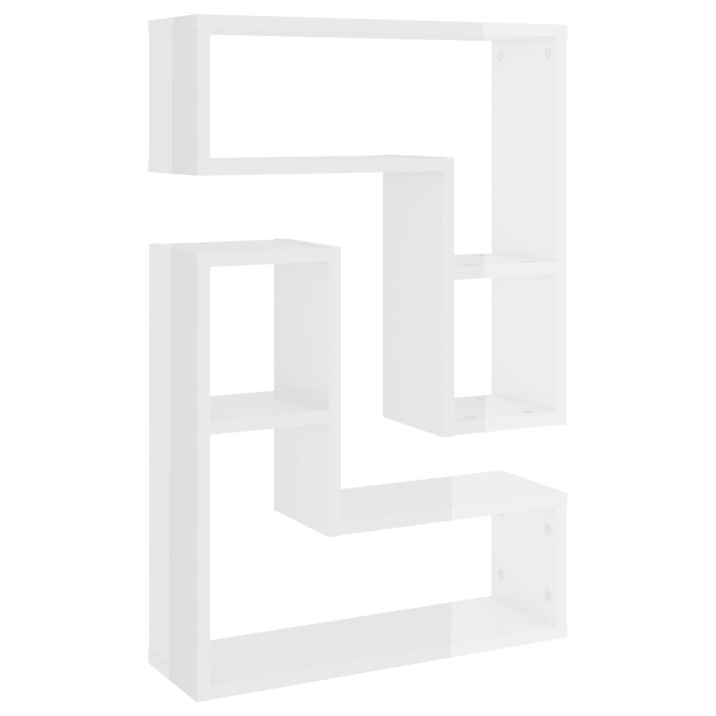 50x15x50 Regal Holzwerkstoff, Stk. Wandregale vidaXL Hochglanz-Weiß 2 2-tlg. cm