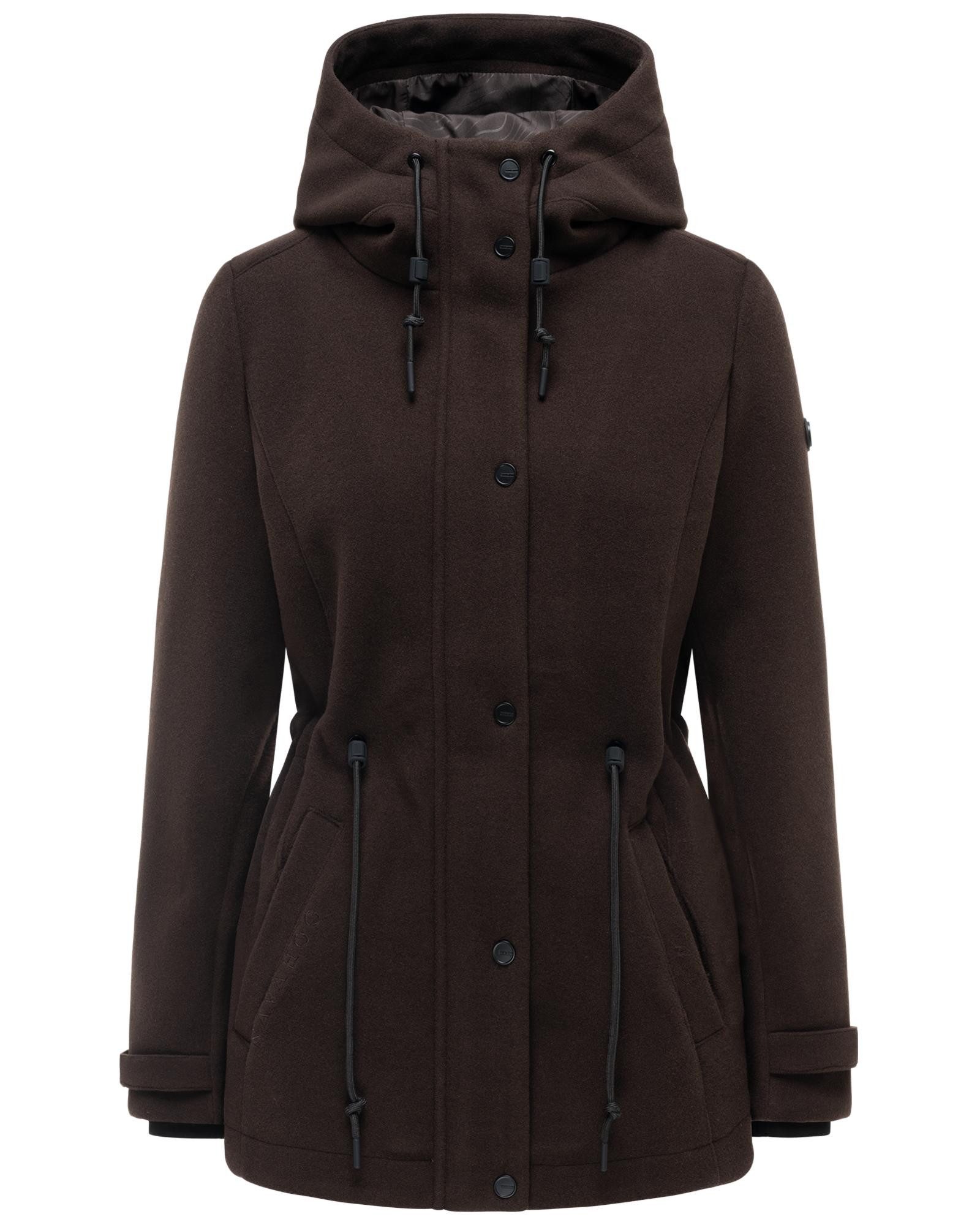 Navahoo Kurzmantel Lächelstern 14 Lange Damen Übergangsjacke in Wollmantel-Optik mit Kapuze