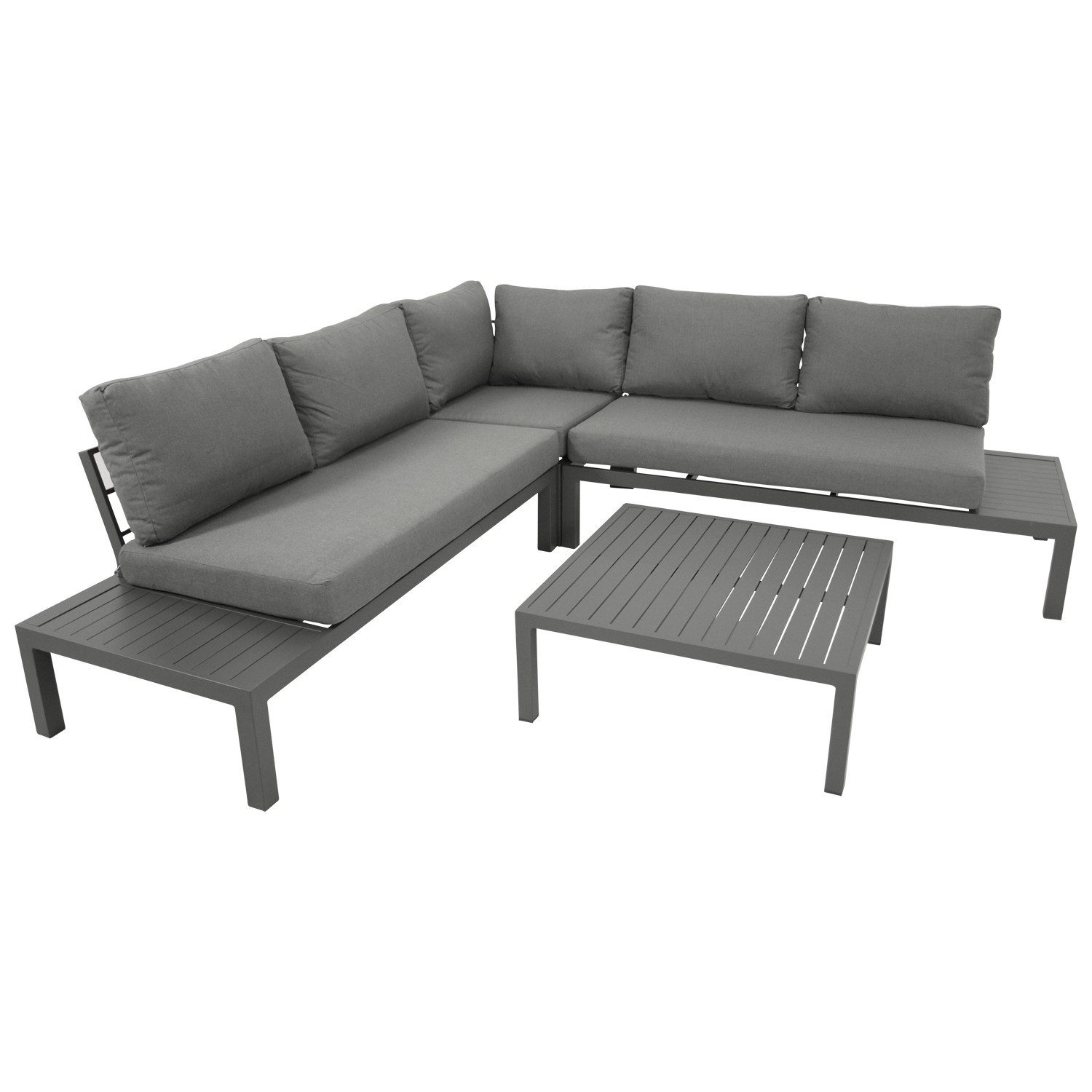 DEGAMO Gartenlounge-Set ROVIGNO, (1x Ecksofa, 1x Loungetisch), Aluminium anthrazit, mit Polstern, wetterfest