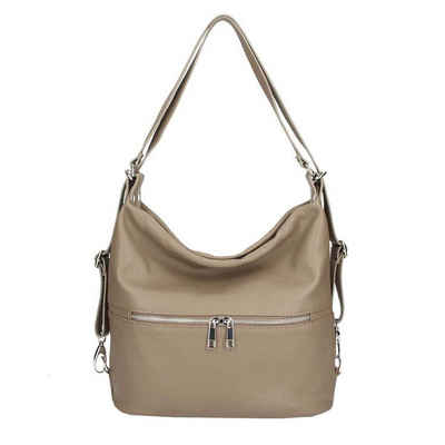 ITALYSHOP24 Rucksack Made in Italy Damen Leder Tasche Schultertasche, Shopper, Handtasche, Lederrucksack, Umhängetasche Daypack