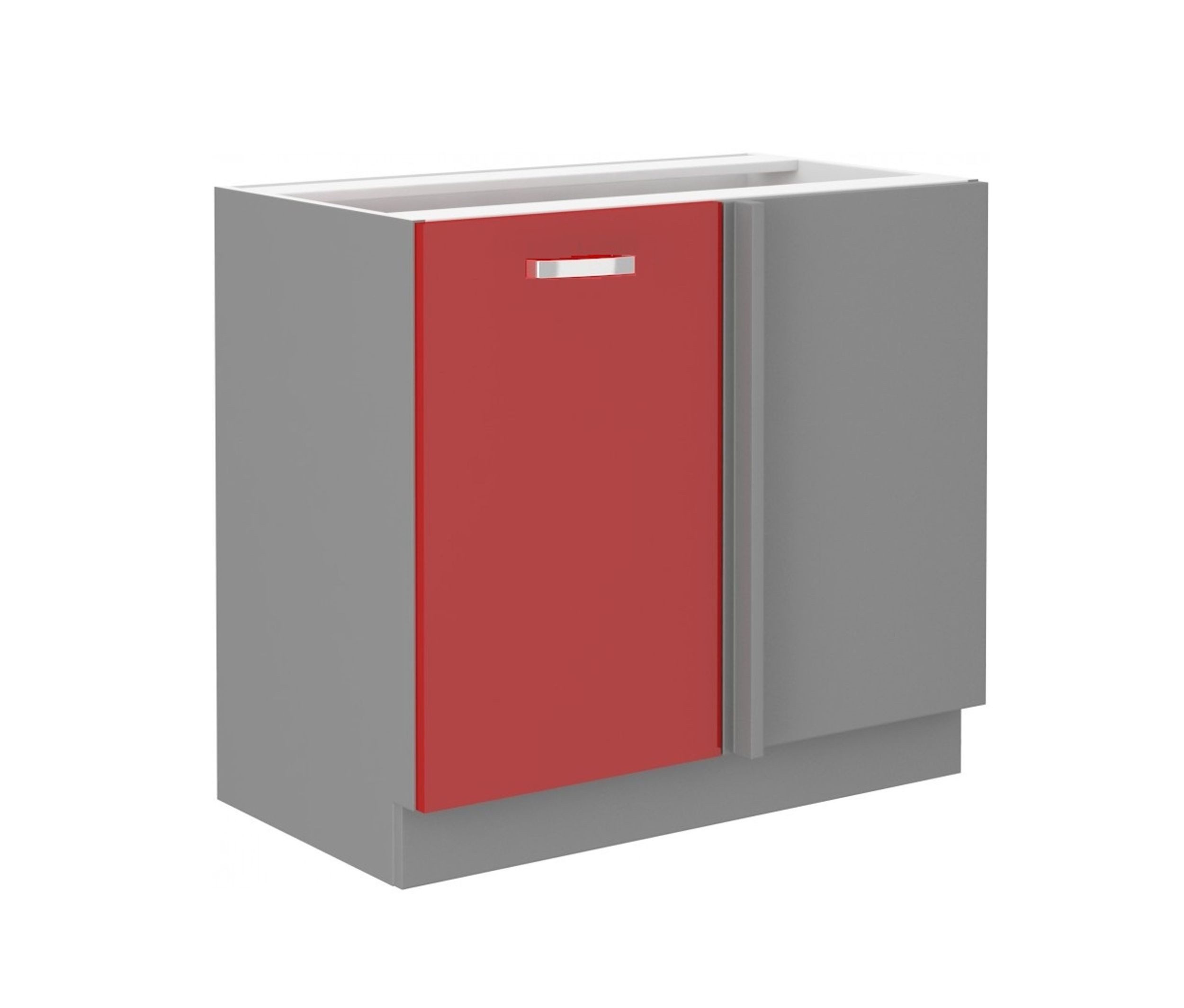 Küchen-Preisbombe Eckunterschrank 105 cm Küche Rose Rot Hochglanz + Grau Küchenzeile Küchenblock Bianca