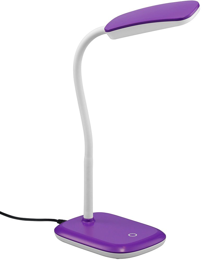 TRIO Leuchten LED Tischleuchte Boa, LED fest integriert, Warmweiß, Tischlampe, violet, Touch Dimmer, warmweiß, verstellbarer Flexarm