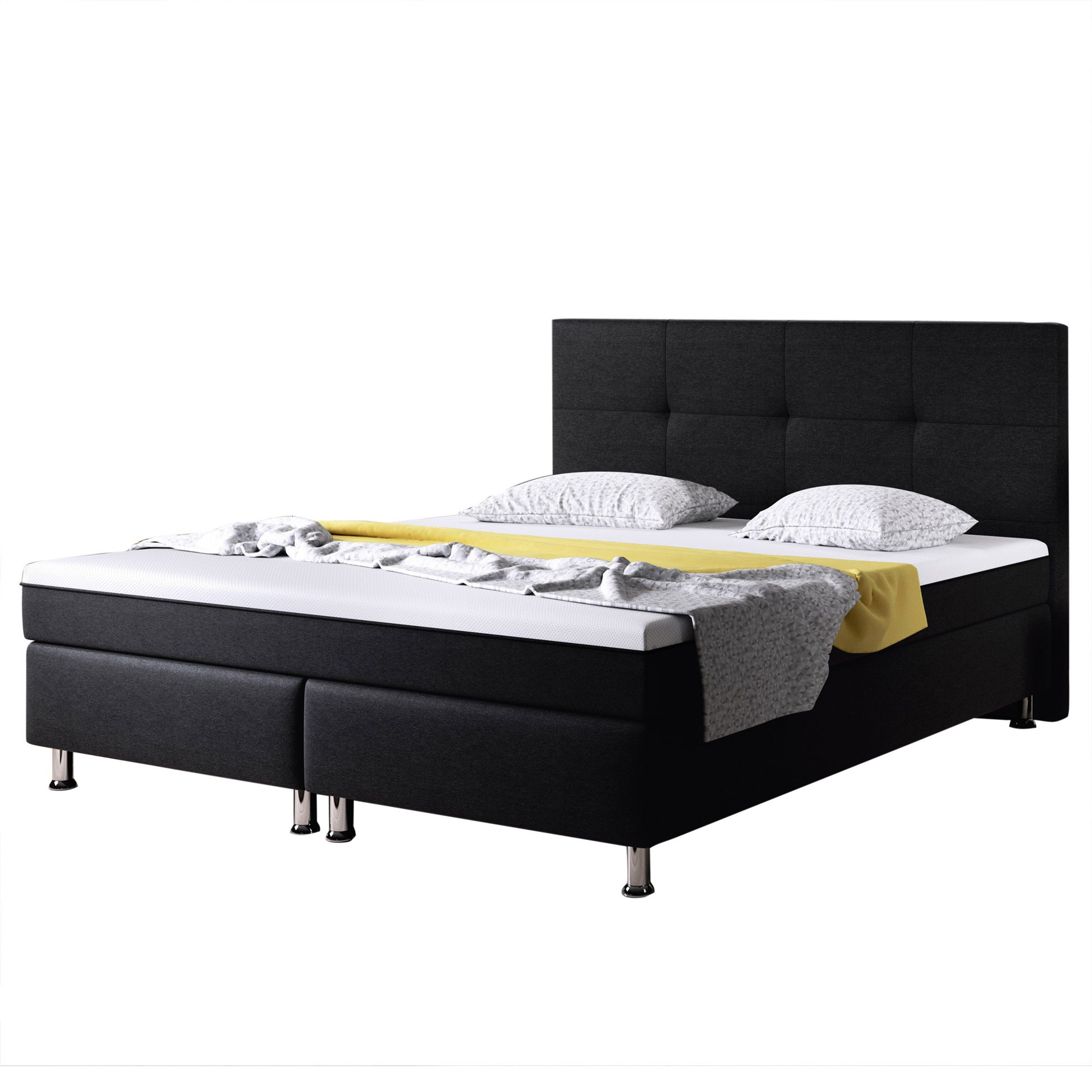 interbed Boxspringbett Dallas 180x200 cm Webstoff mit Topper-Optik