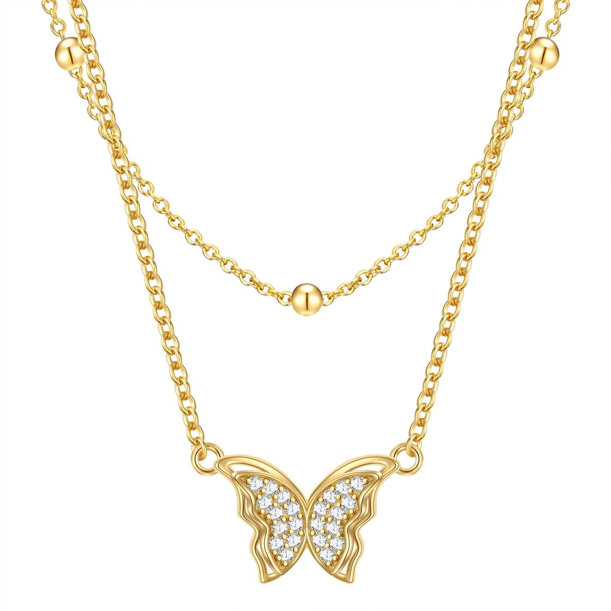 Rafaela Donata Silberkette Schmetterling gelbgold, mit Zirkonia