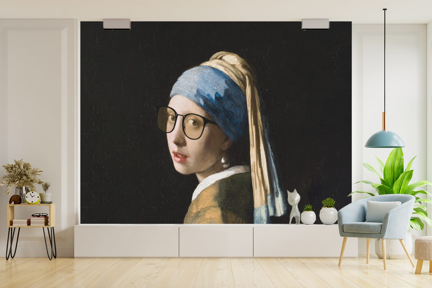Fototapete (6 Wohnzimmer, St), - Kinderzimmer, Johannes Matt, - Das Brillen, Tapete Vinyl für Vermeer Mädchen dem MuchoWow Perlenohrring mit bedruckt, Wallpaper Schlafzimmer,