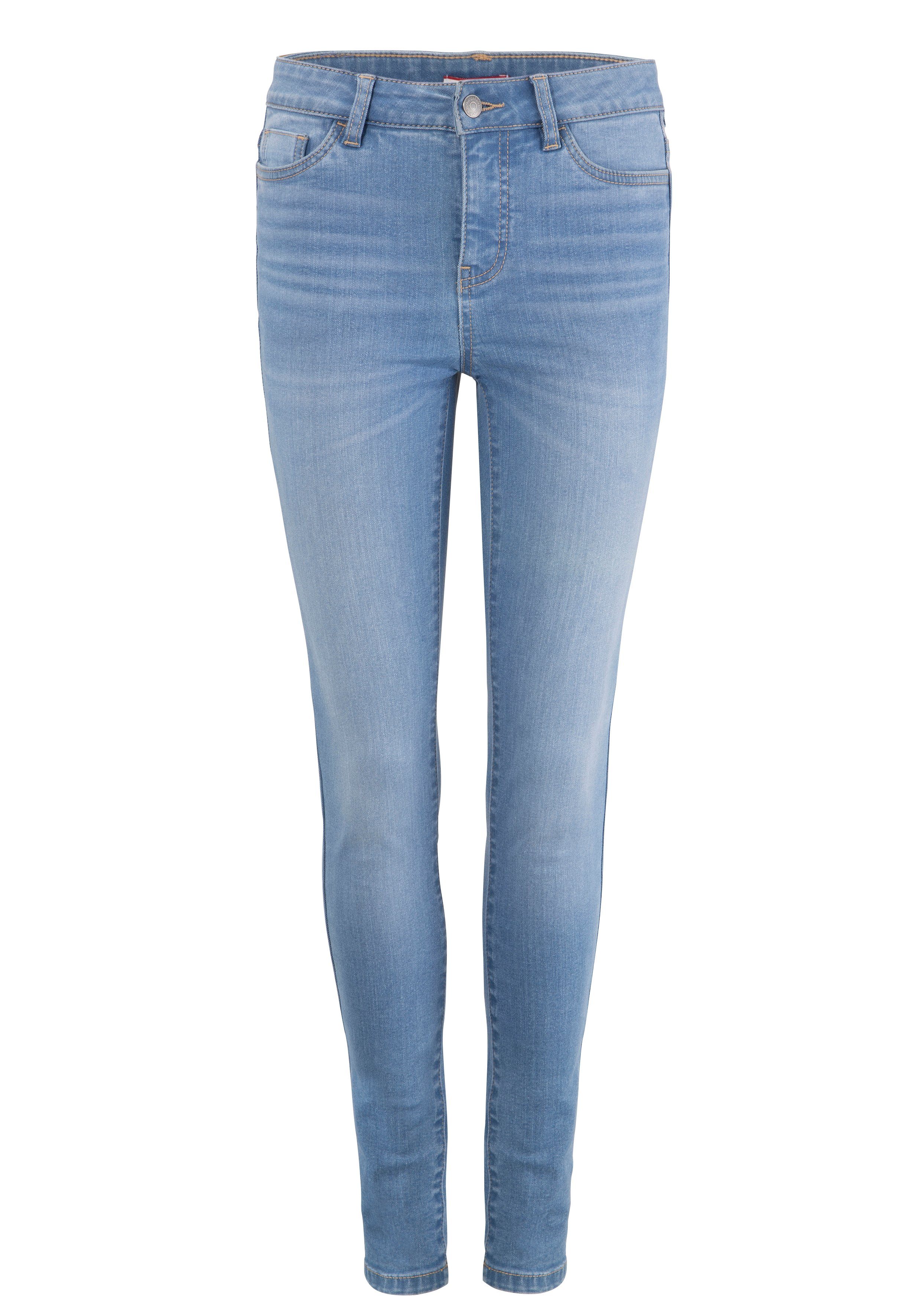 KangaROOS 5-Pocket-Jeans SUPER SKINNY HIGH RISE knöchellang, mit Used-Optik, hohe Leibhöhe